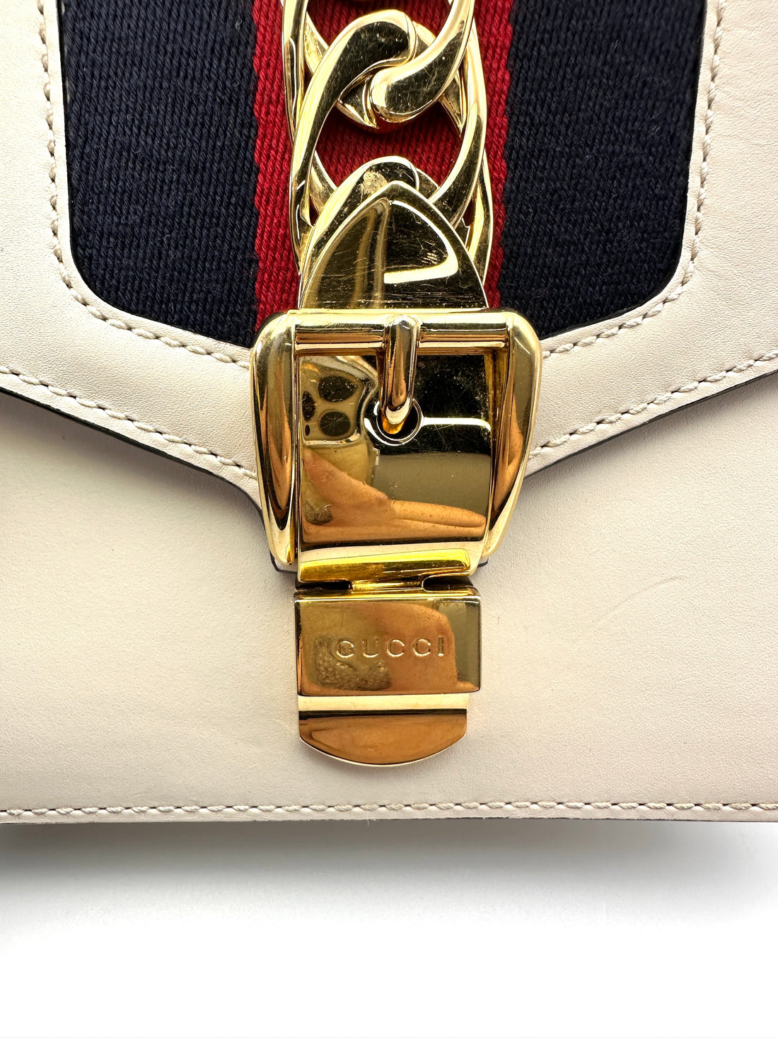 Gucci Sylvie White Leather Shoulder Bag GG1170