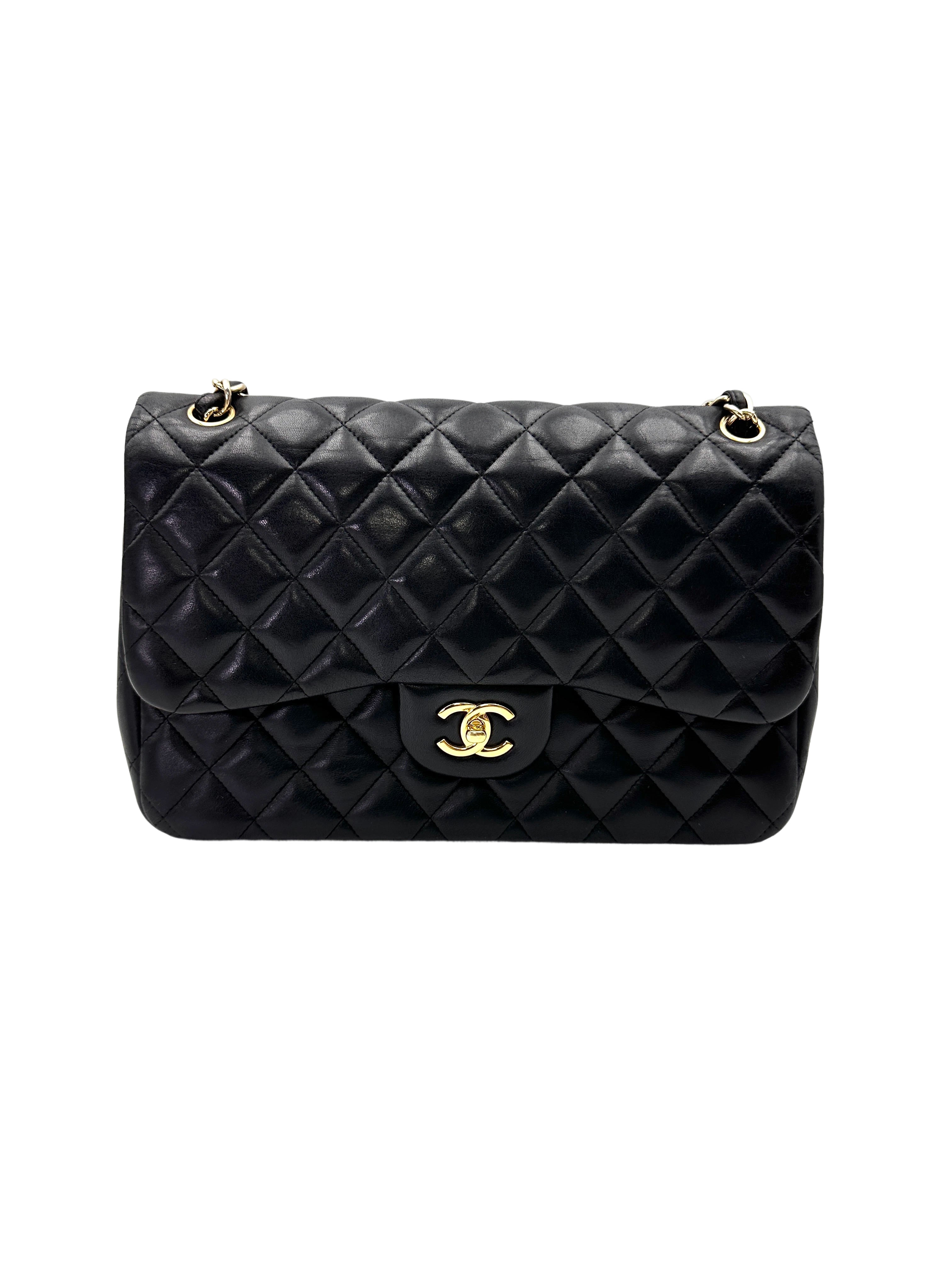 Chanel Classic Flap Black Quilted Lambskin Jumbo Shoulder Bag With Gold Buckle(18***88) CC2081
