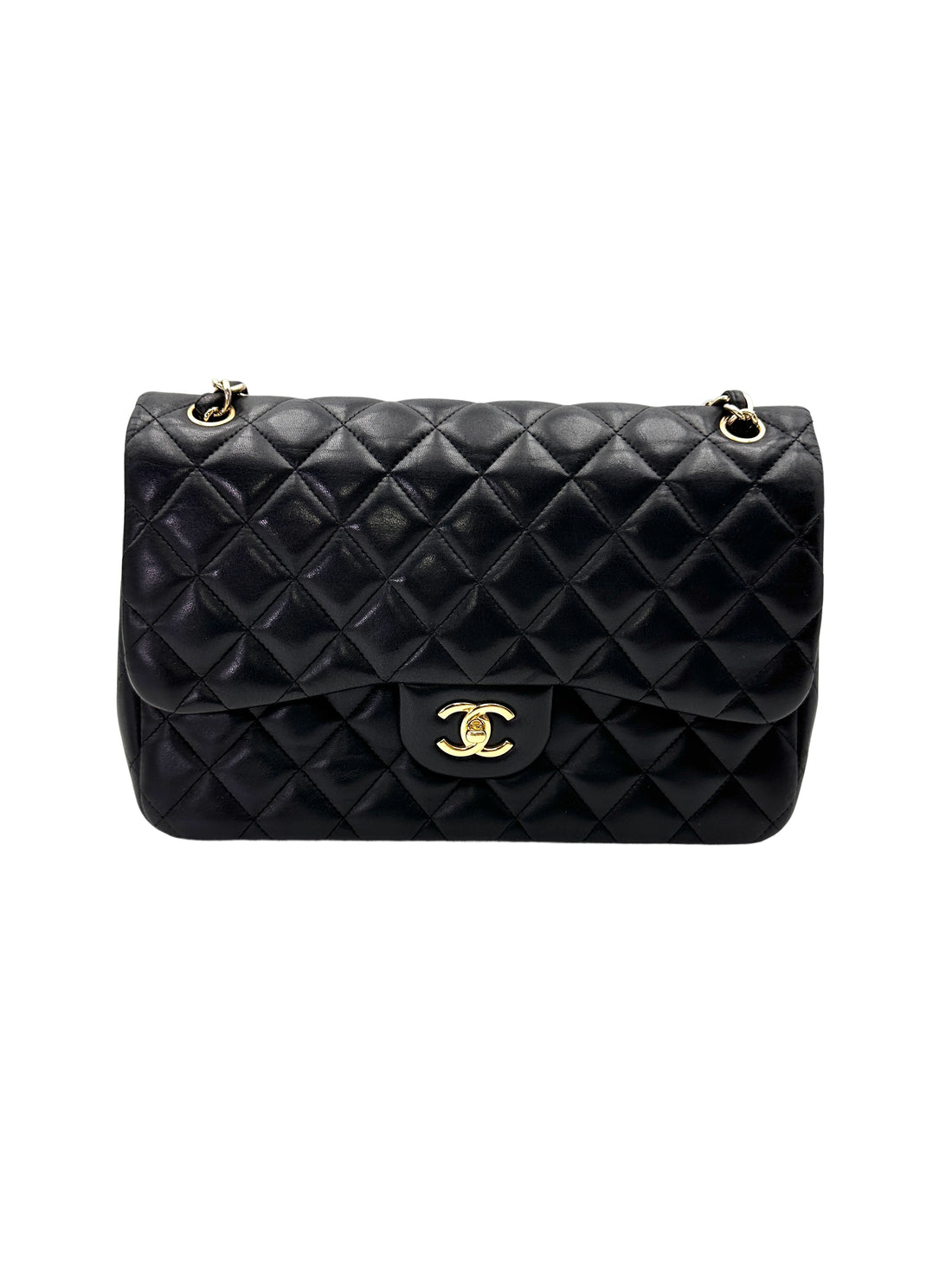 Chanel Classic Flap Black Quilted Lambskin Jumbo Shoulder Bag With Gold Buckle(18***88) CC2081