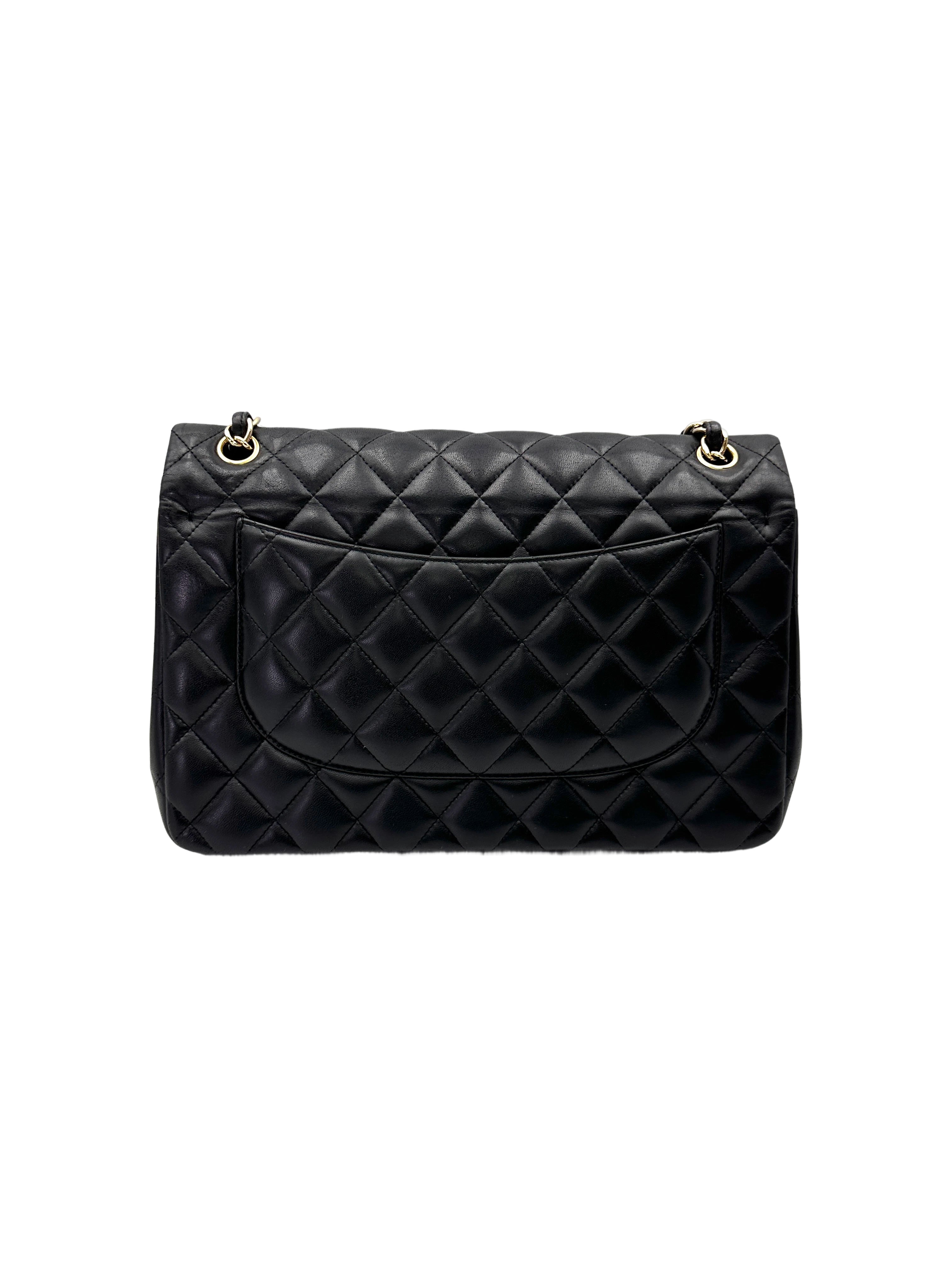 Chanel Classic Flap Black Quilted Lambskin Jumbo Shoulder Bag With Gold Buckle(18***88) CC2081