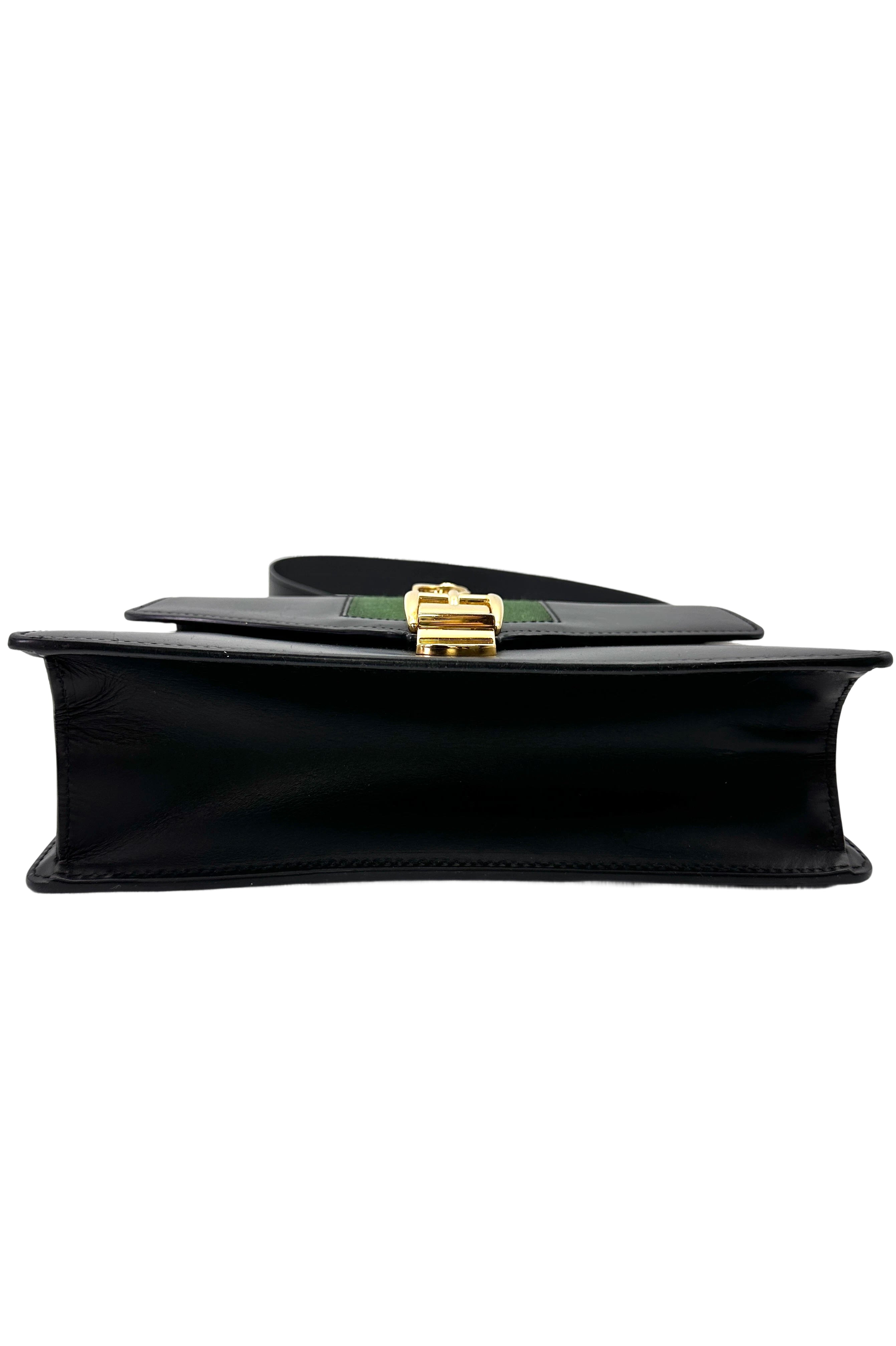 Gucci Sylvie Black Leather Medium Size Shoulder Bag GG1166
