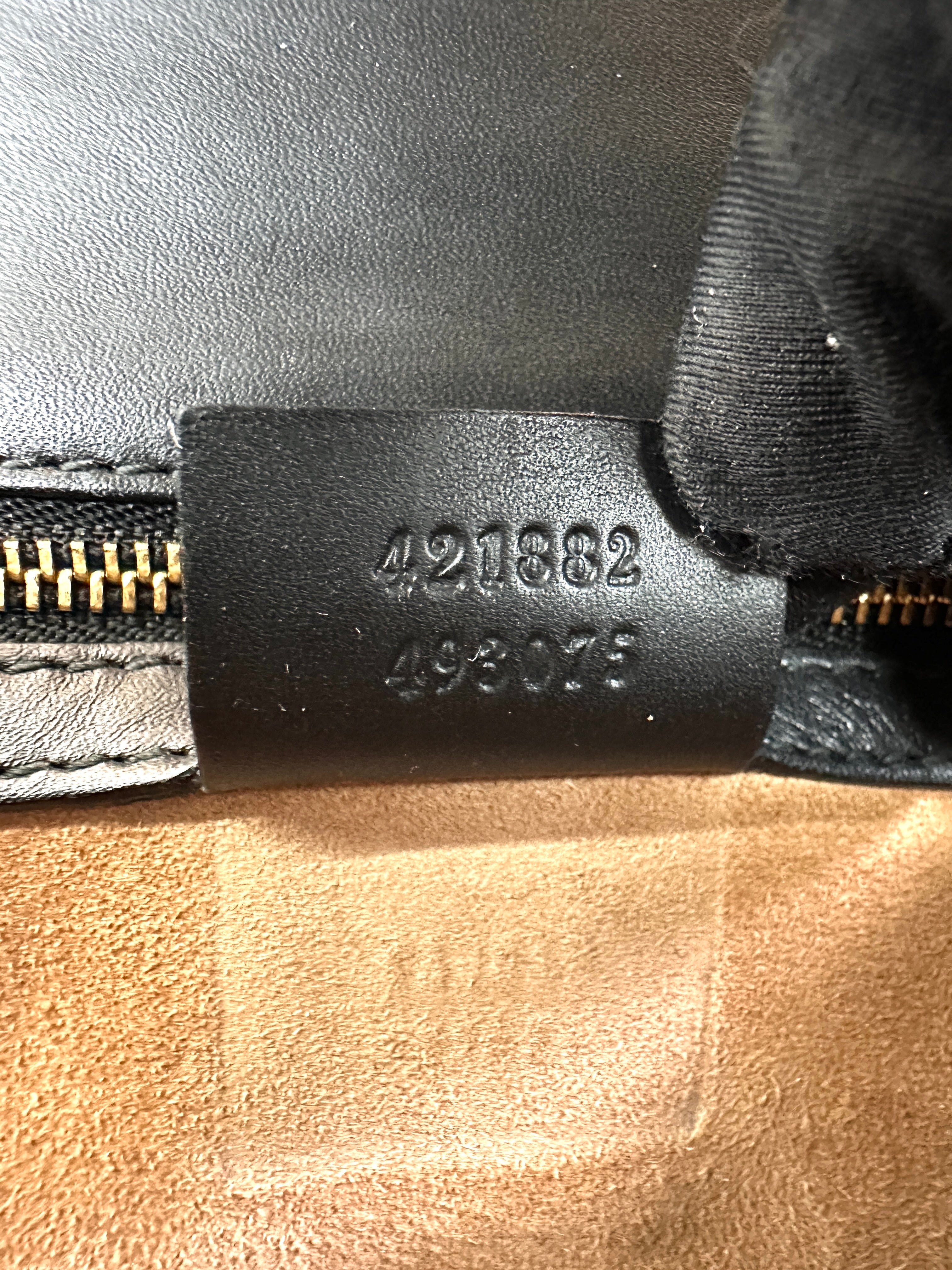 Gucci Sylvie Black Leather Medium Size Shoulder Bag GG1166