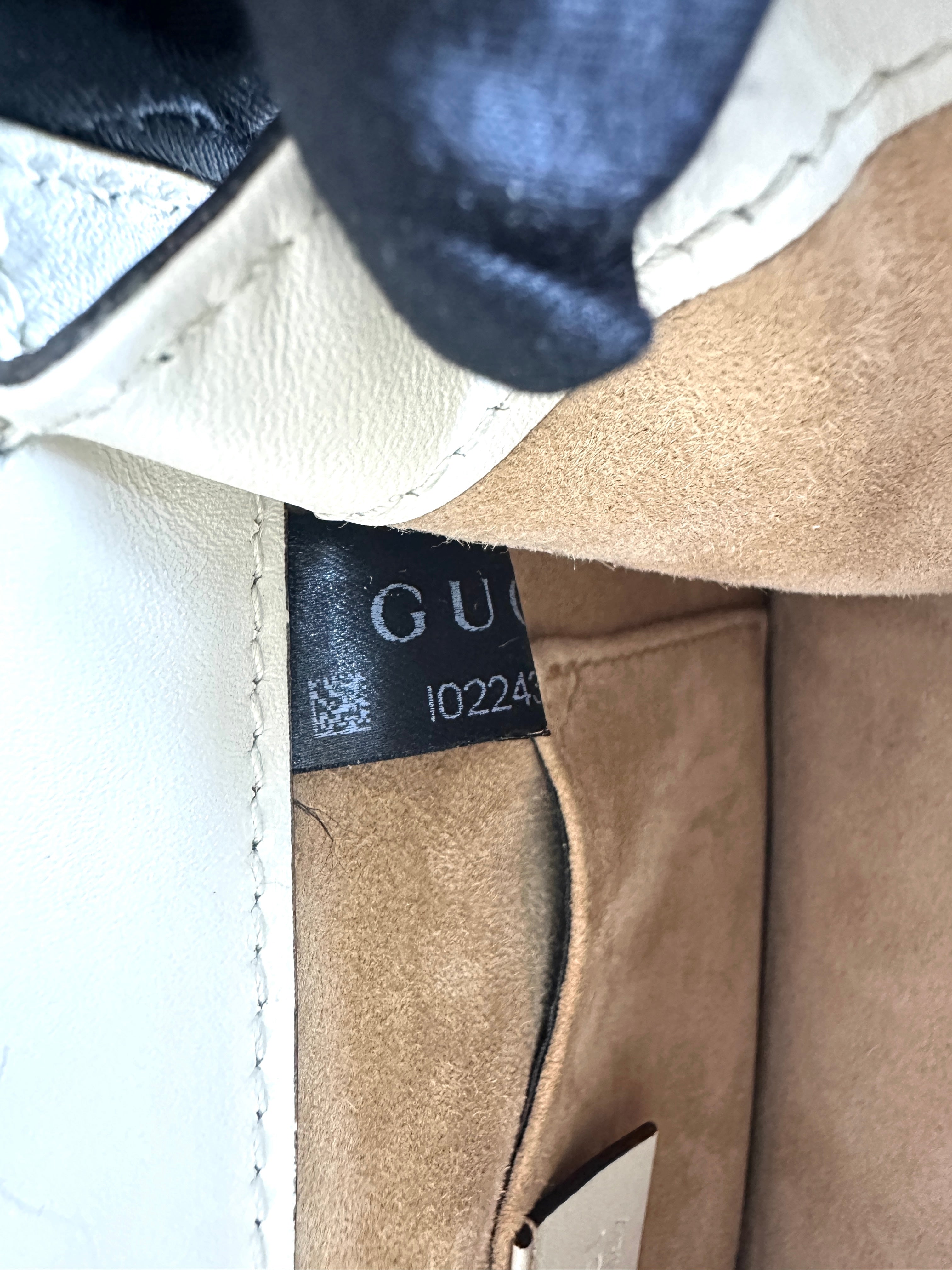 Gucci Sylvie White Leather Medium Size Top Handle Bag GG1171