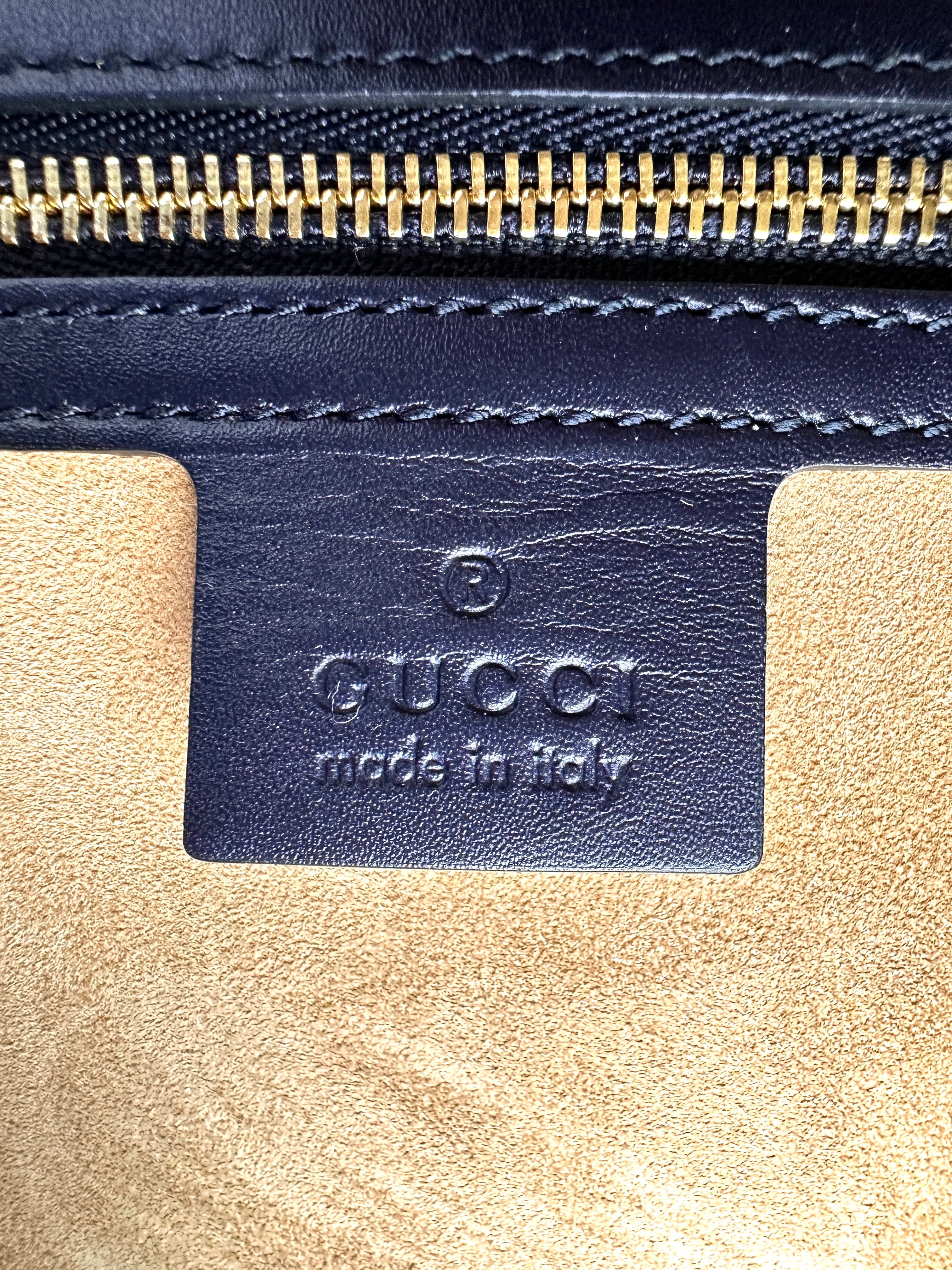 Gucci Sylvie Black Leather Large Size Top Handle Bag GG1172