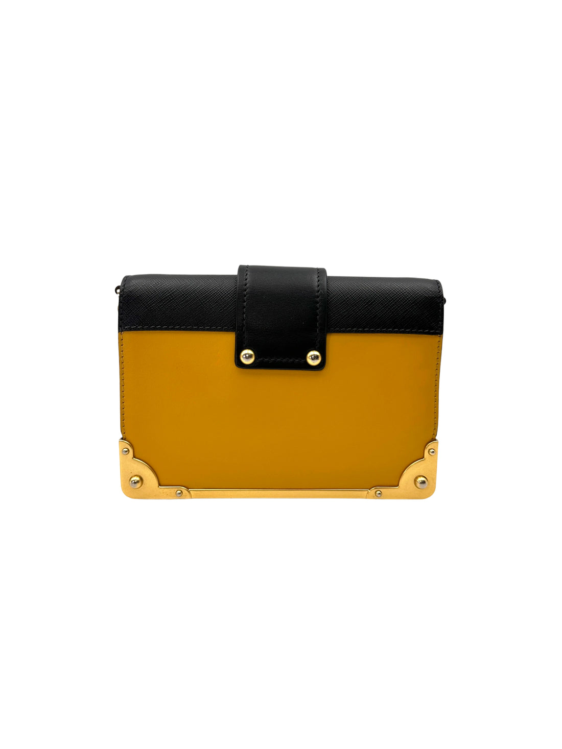 Prada Cahier Black/Yellow Leather Shoulder Bag PR424