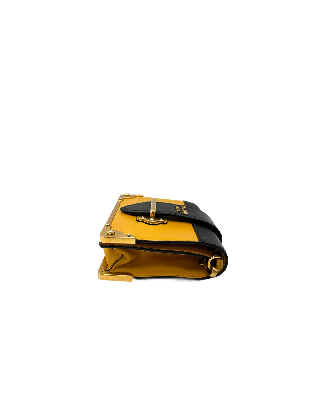 Prada Cahier Black/Yellow Leather Shoulder Bag PR424