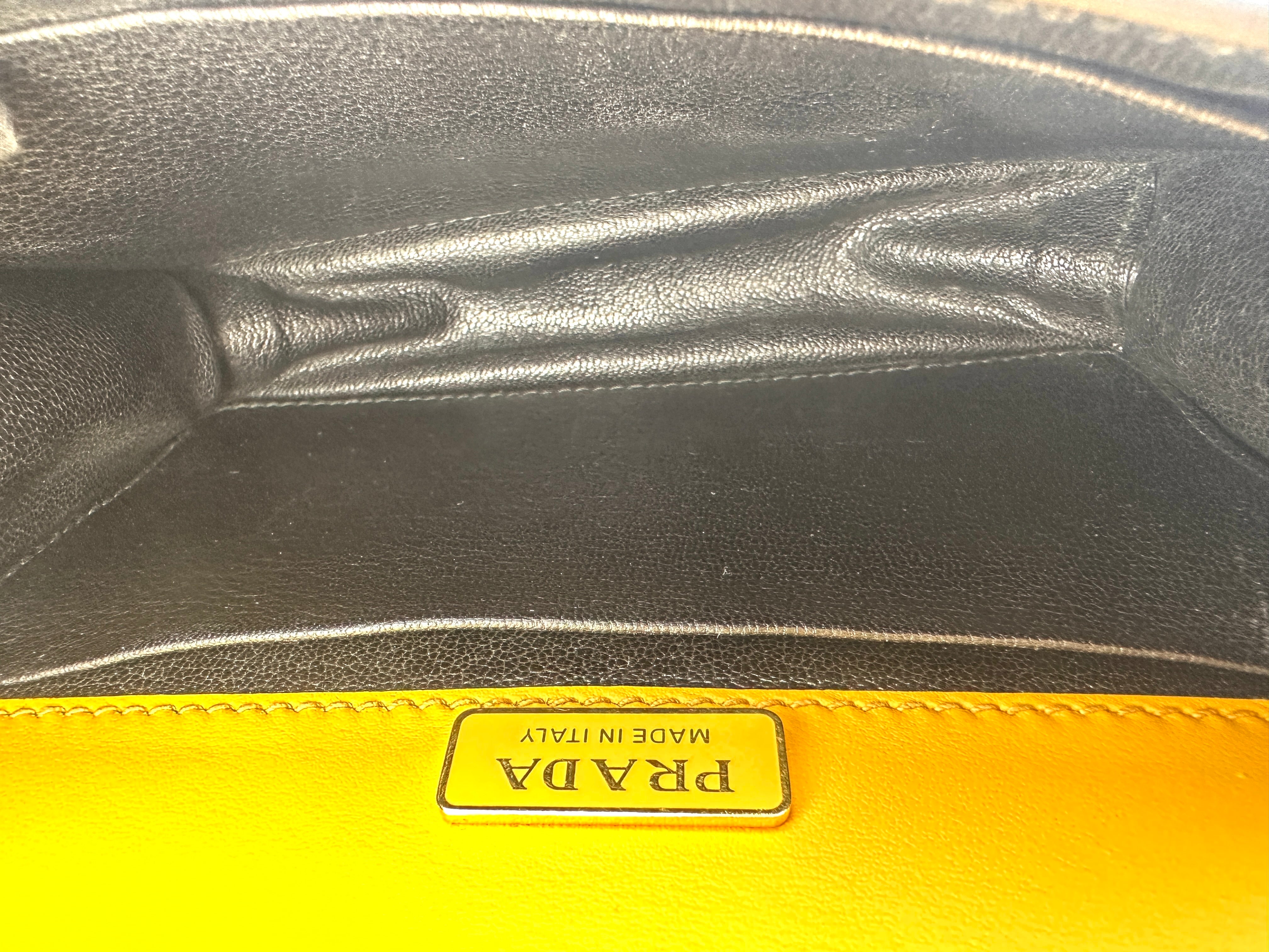 Prada Cahier Black/Yellow Leather Shoulder Bag PR424