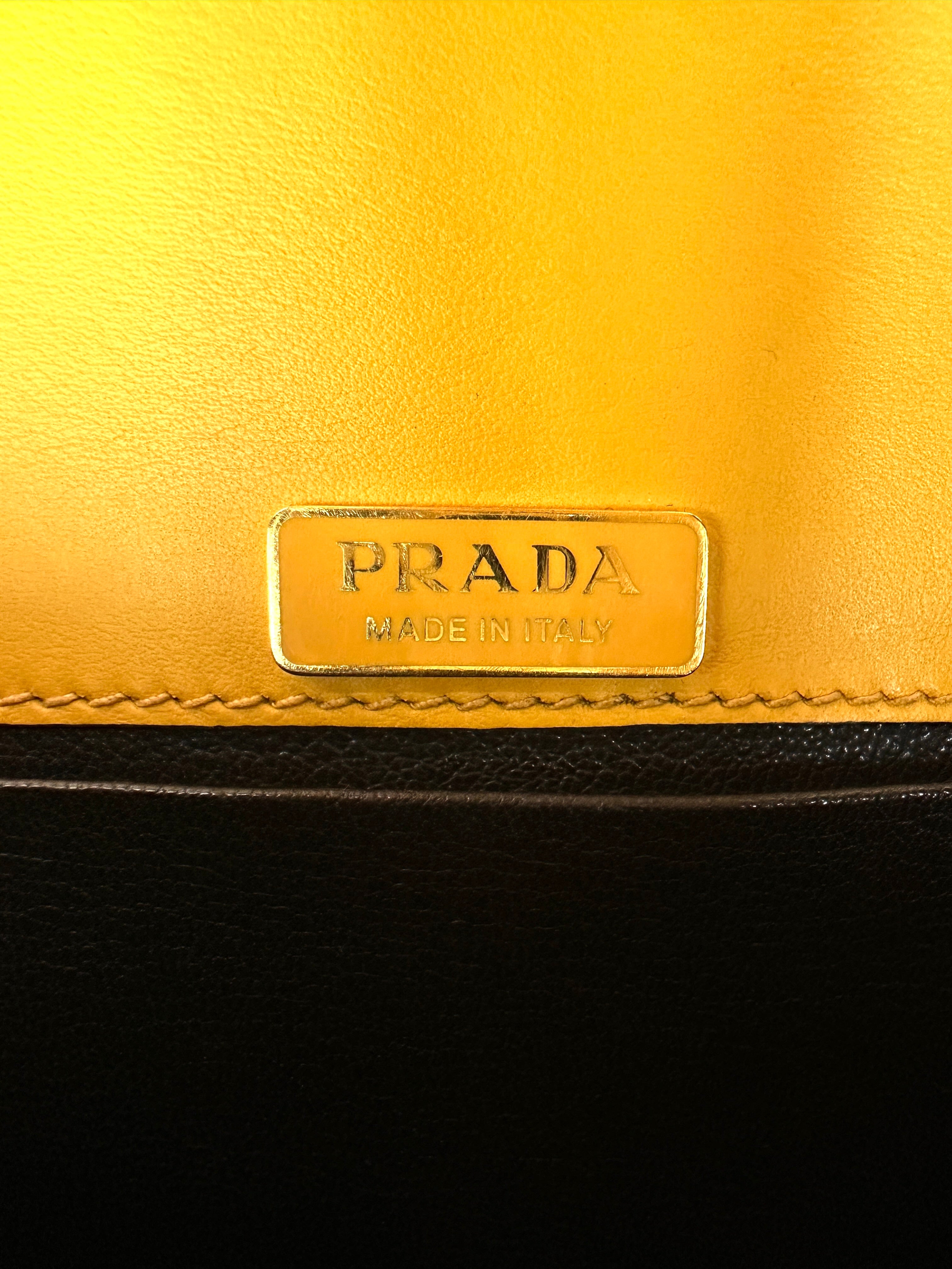 Prada Cahier Black/Yellow Leather Shoulder Bag PR424