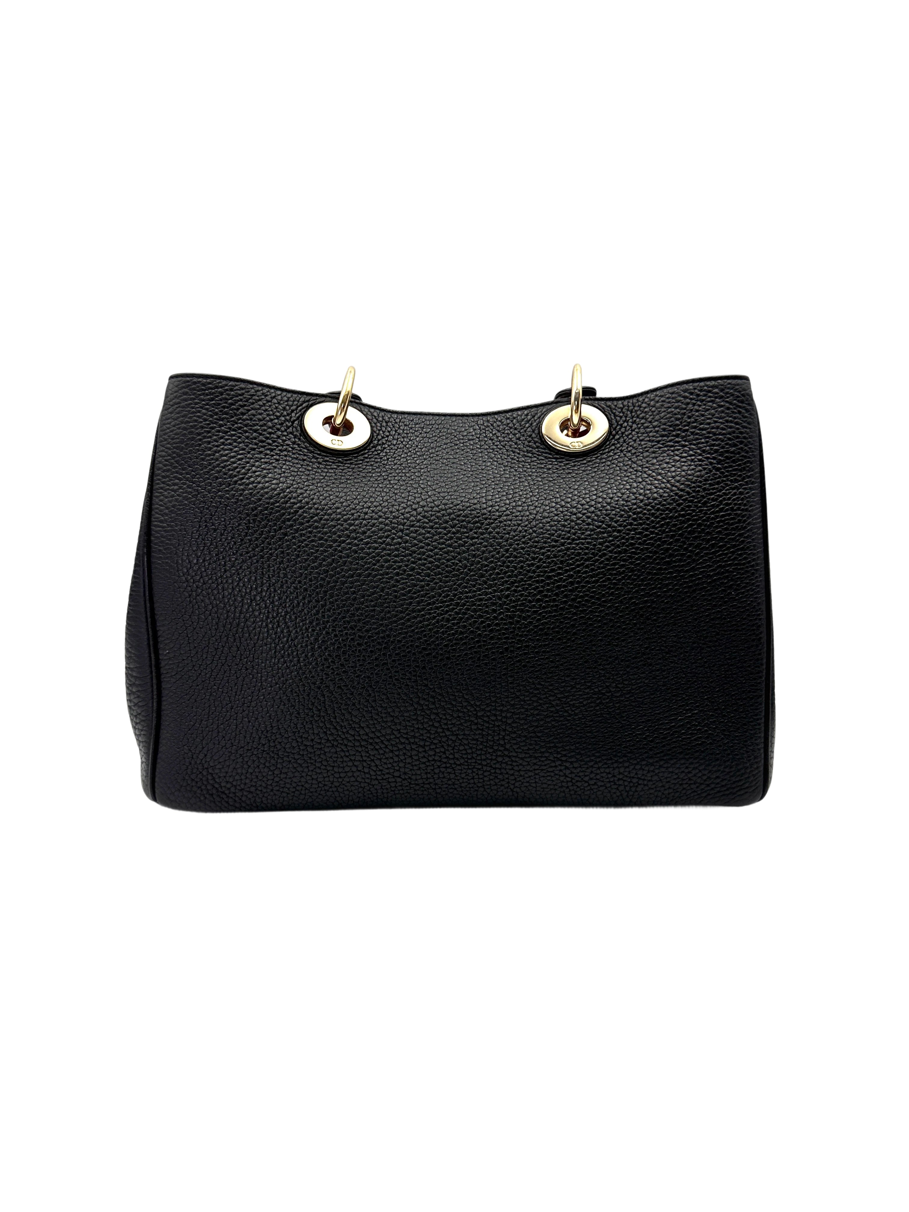 Christian Dior Diorissimo Black Leather Large Size Top Handle Bag DR770