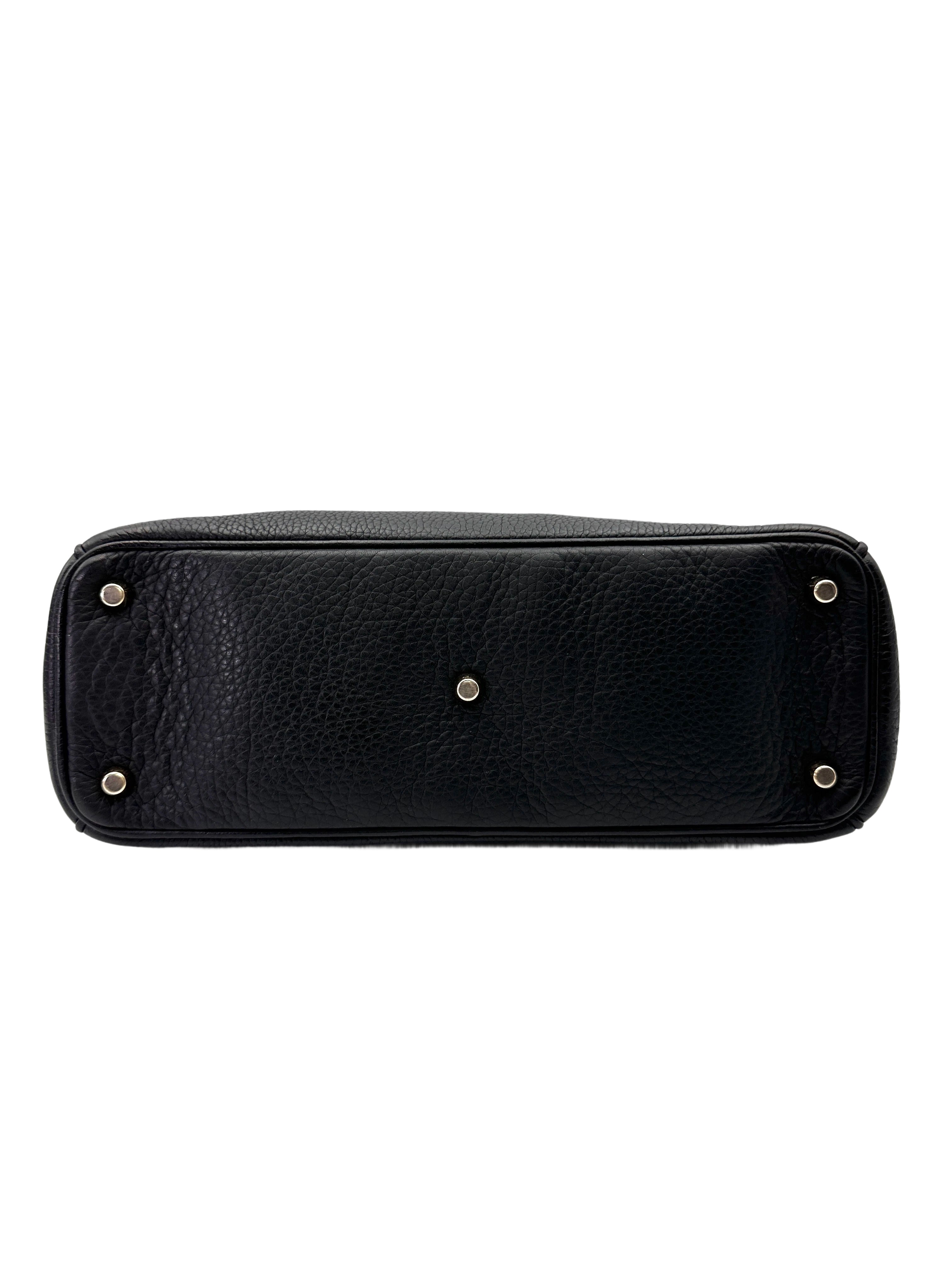 Christian Dior Diorissimo Black Leather Large Size Top Handle Bag DR770