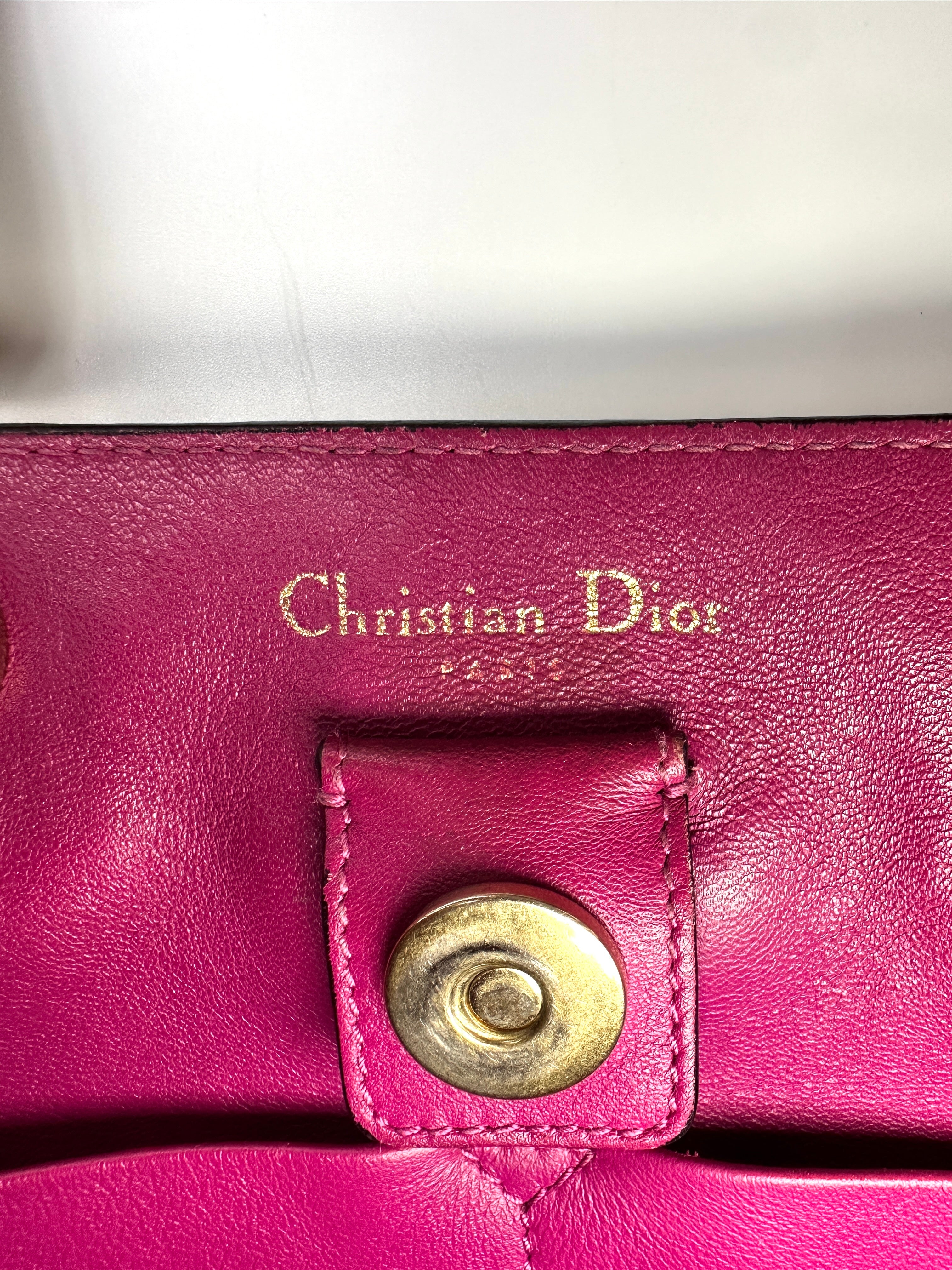 Christian Dior Diorissimo Black Leather Large Size Top Handle Bag DR770