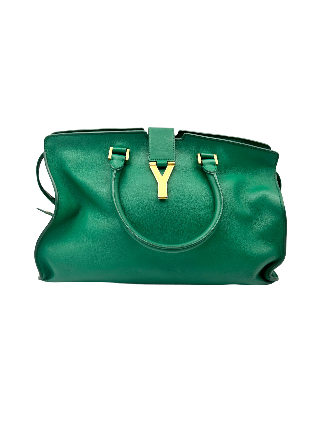 Saint Laurent Chyc Cabas Green Leather Large Size Handle Bag SL249