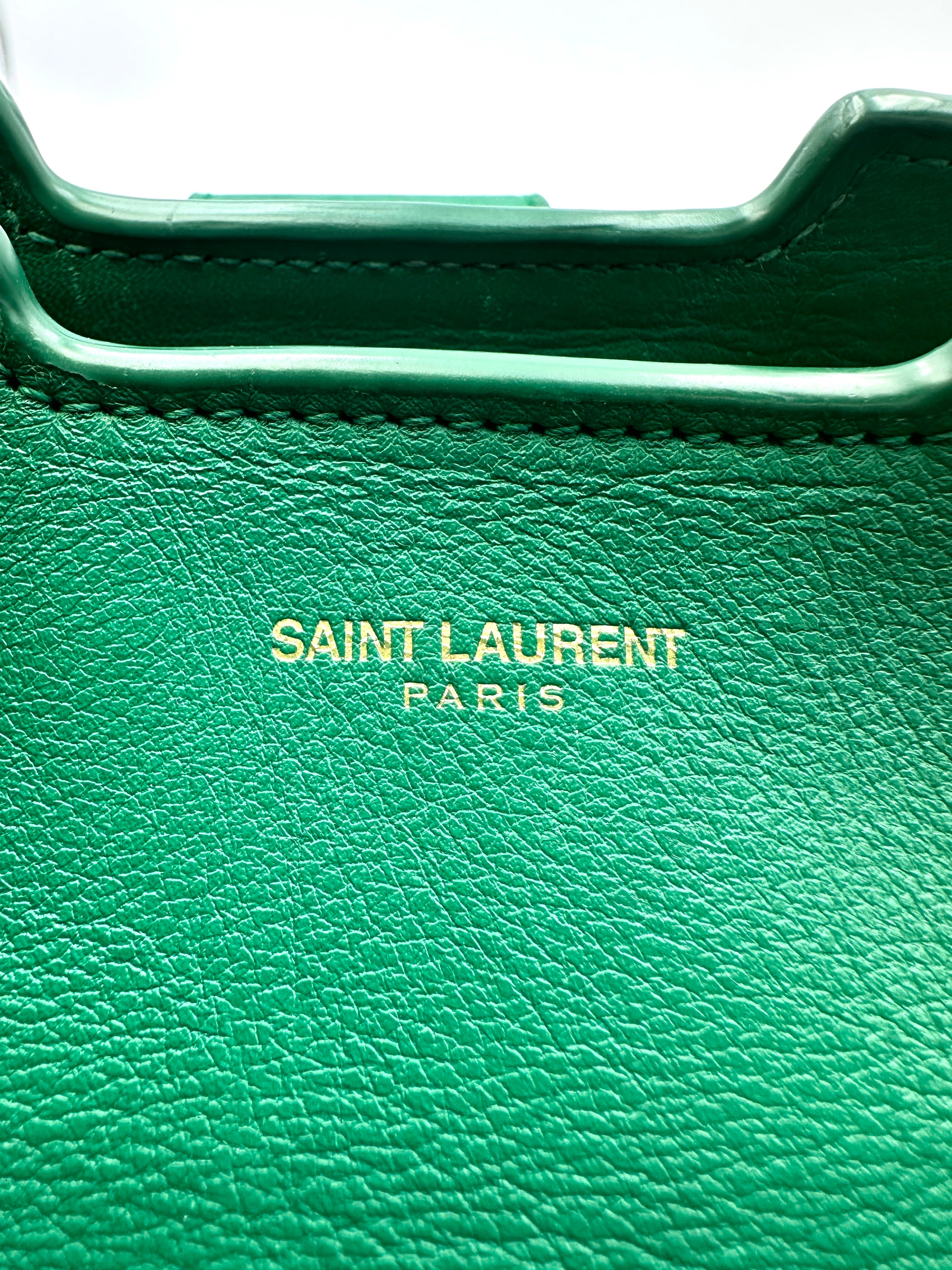 Saint Laurent Chyc Cabas Green Leather Large Size Handle Bag SL249