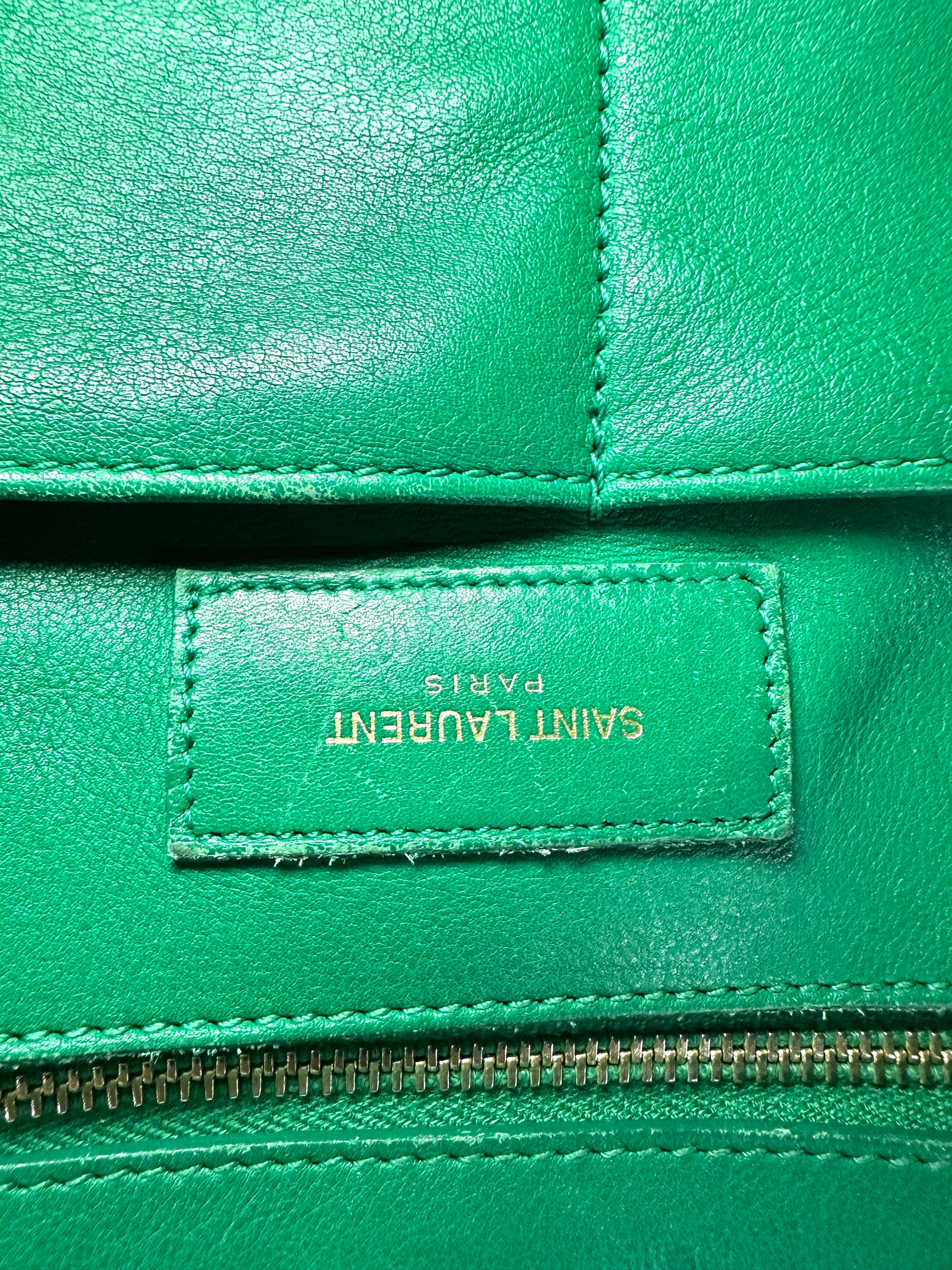 Saint Laurent Chyc Cabas Green Leather Large Size Handle Bag SL249