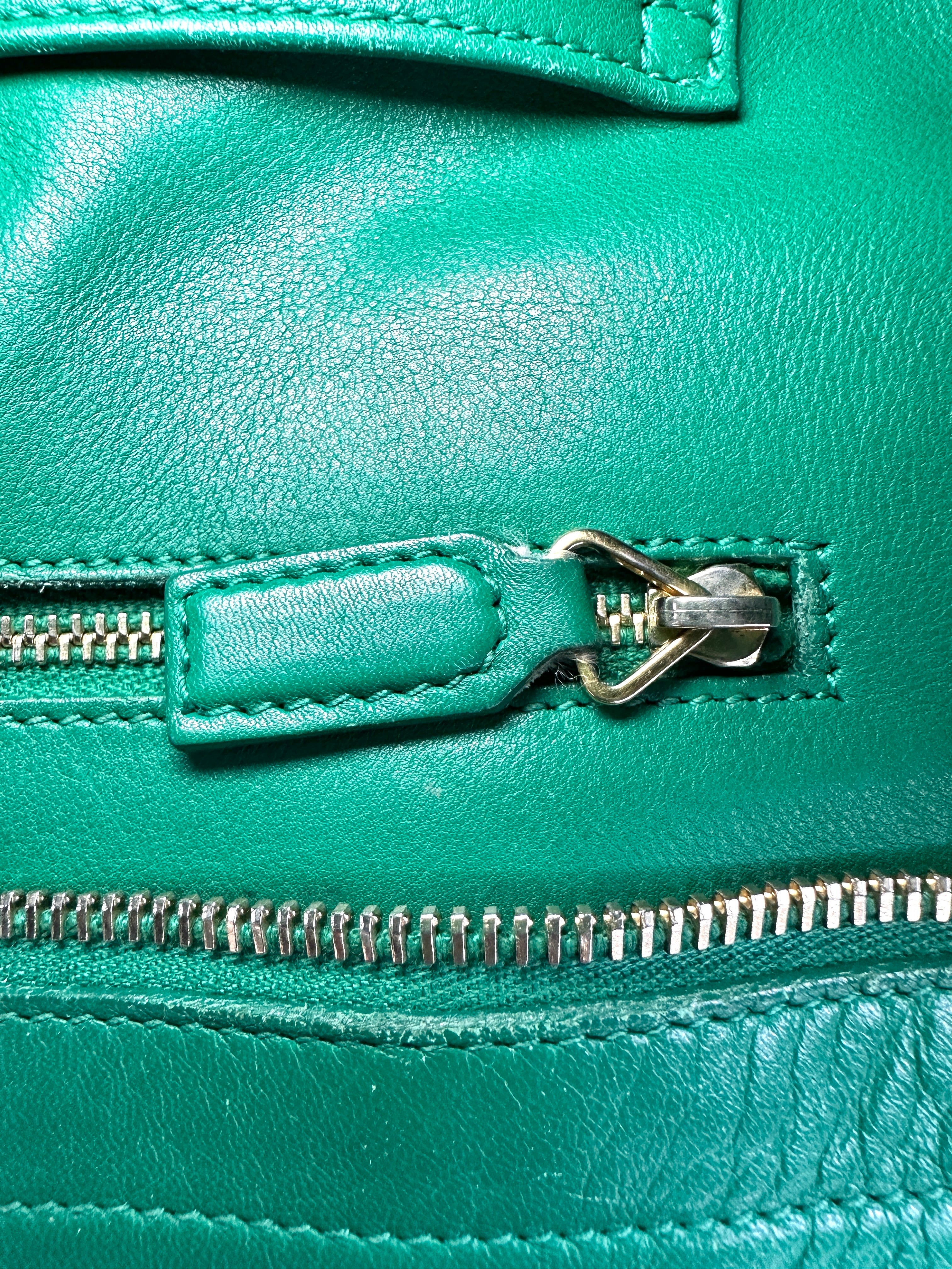Saint Laurent Chyc Cabas Green Leather Large Size Handle Bag SL249