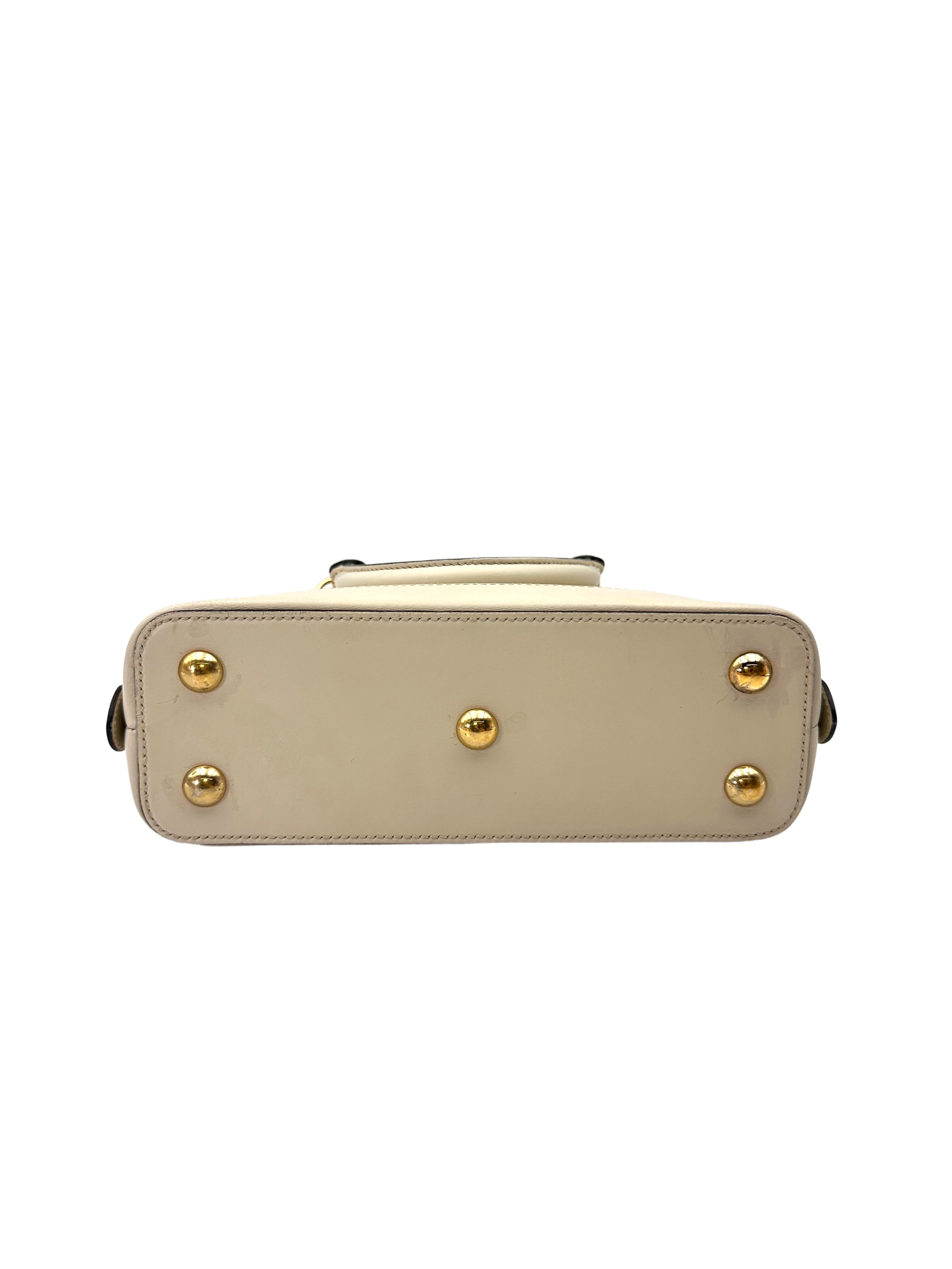 Gucci 1955 Horsebit White Leather Top Handle Bag GG1173