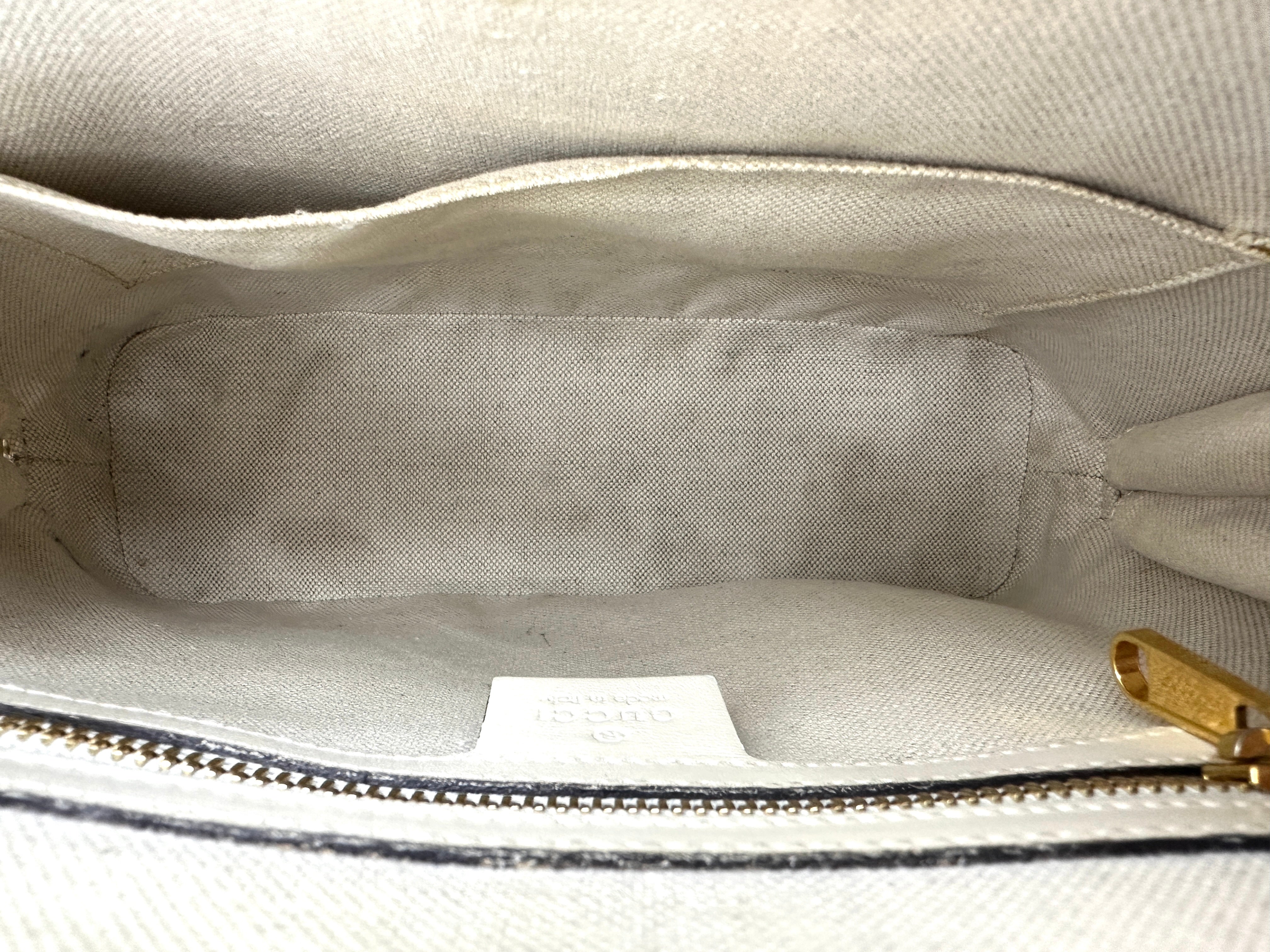 Gucci 1955 Horsebit White Leather Top Handle Bag GG1173