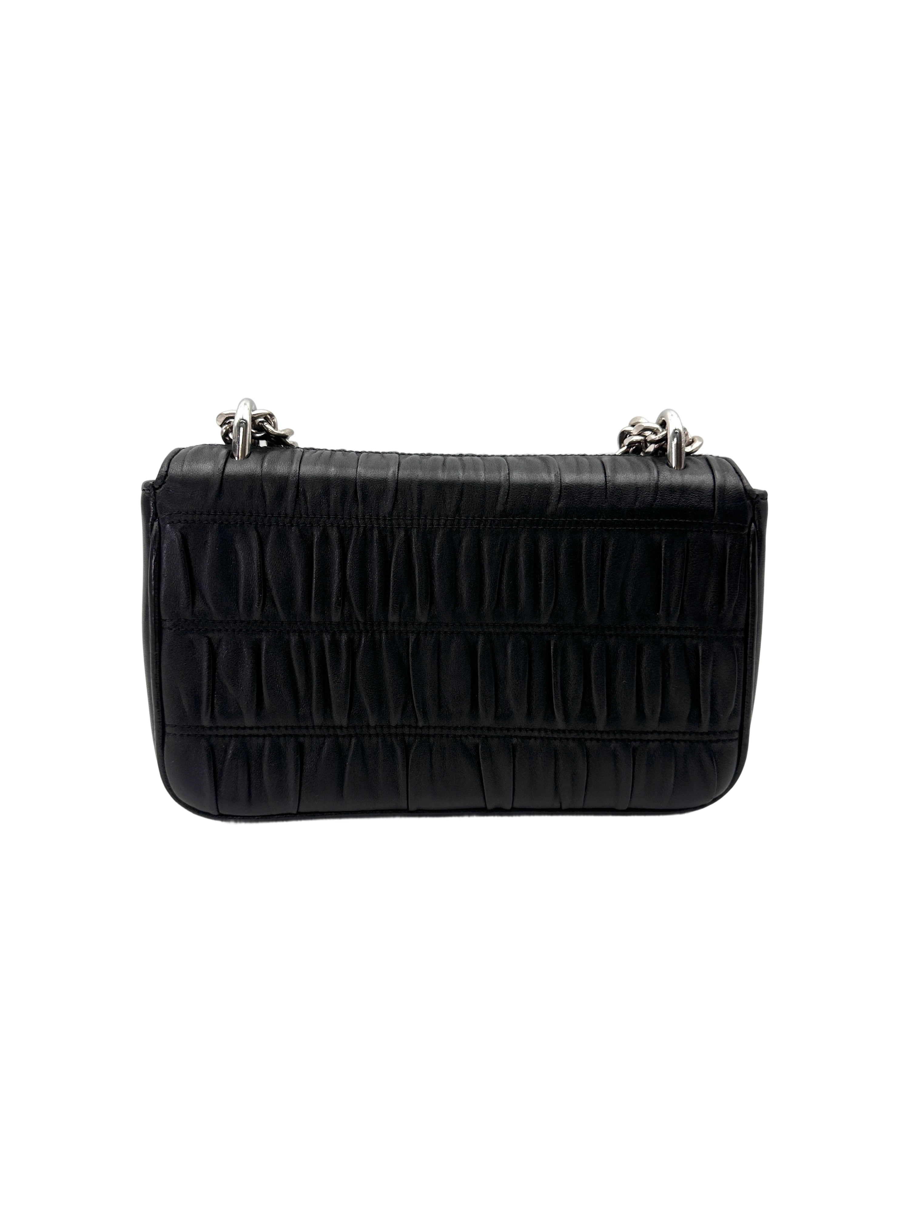 Prada Nappa Gaufre Black Leather Chain Shoulder Bag PR423