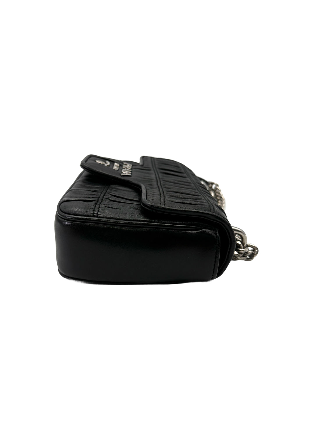 Prada Nappa Gaufre Black Leather Chain Shoulder Bag PR423