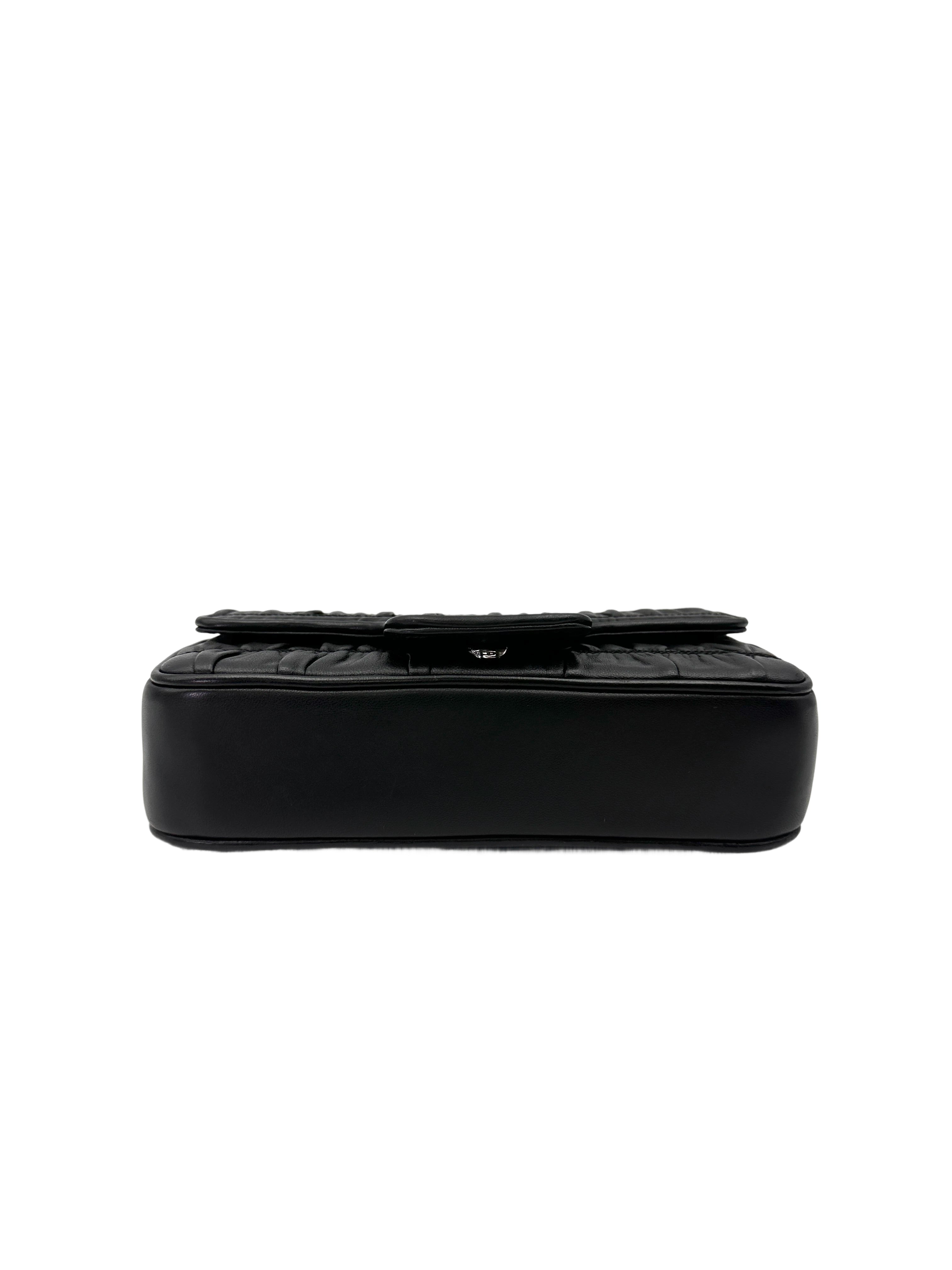 Prada Nappa Gaufre Black Leather Chain Shoulder Bag PR423