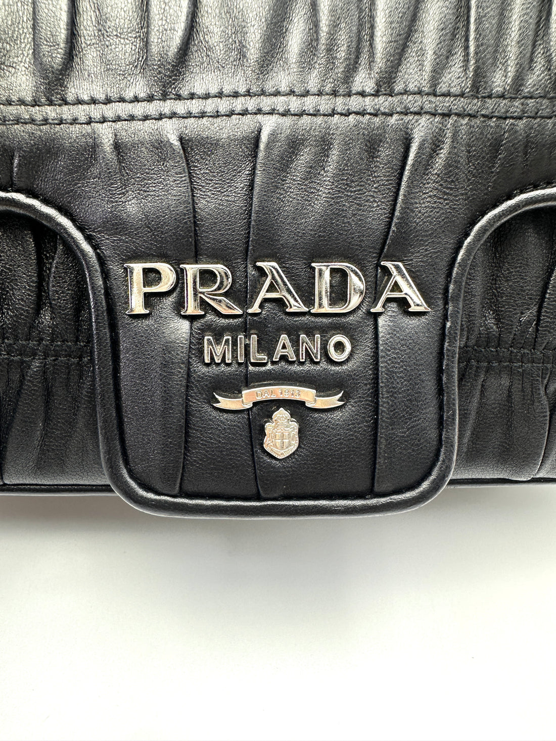 Prada Nappa Gaufre Black Leather Chain Shoulder Bag PR423