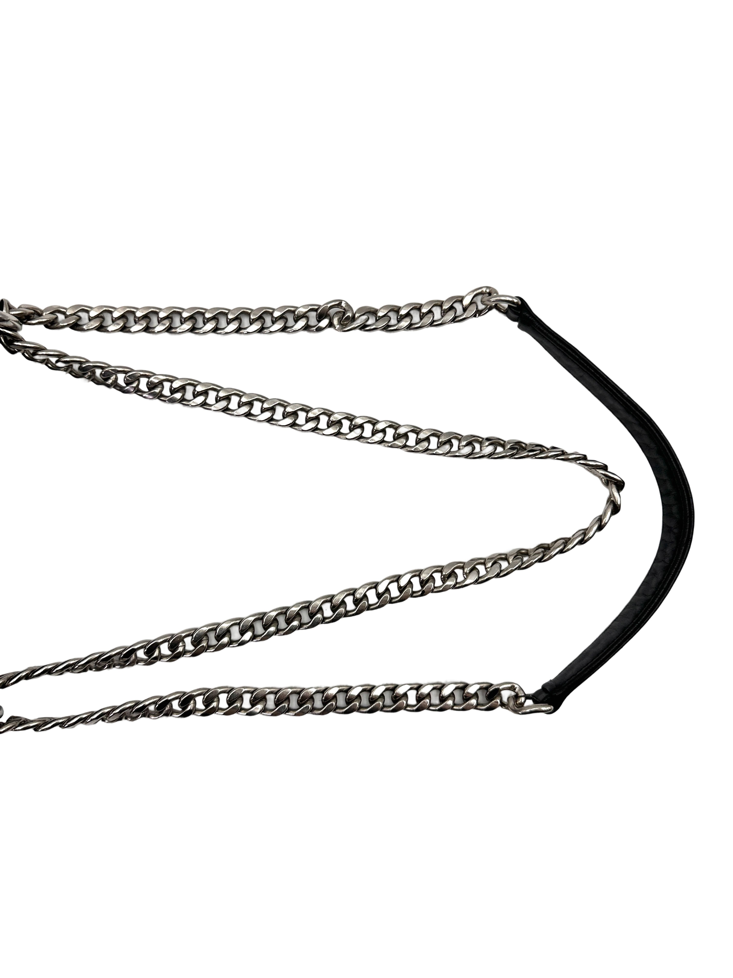 Prada Nappa Gaufre Black Leather Chain Shoulder Bag PR423