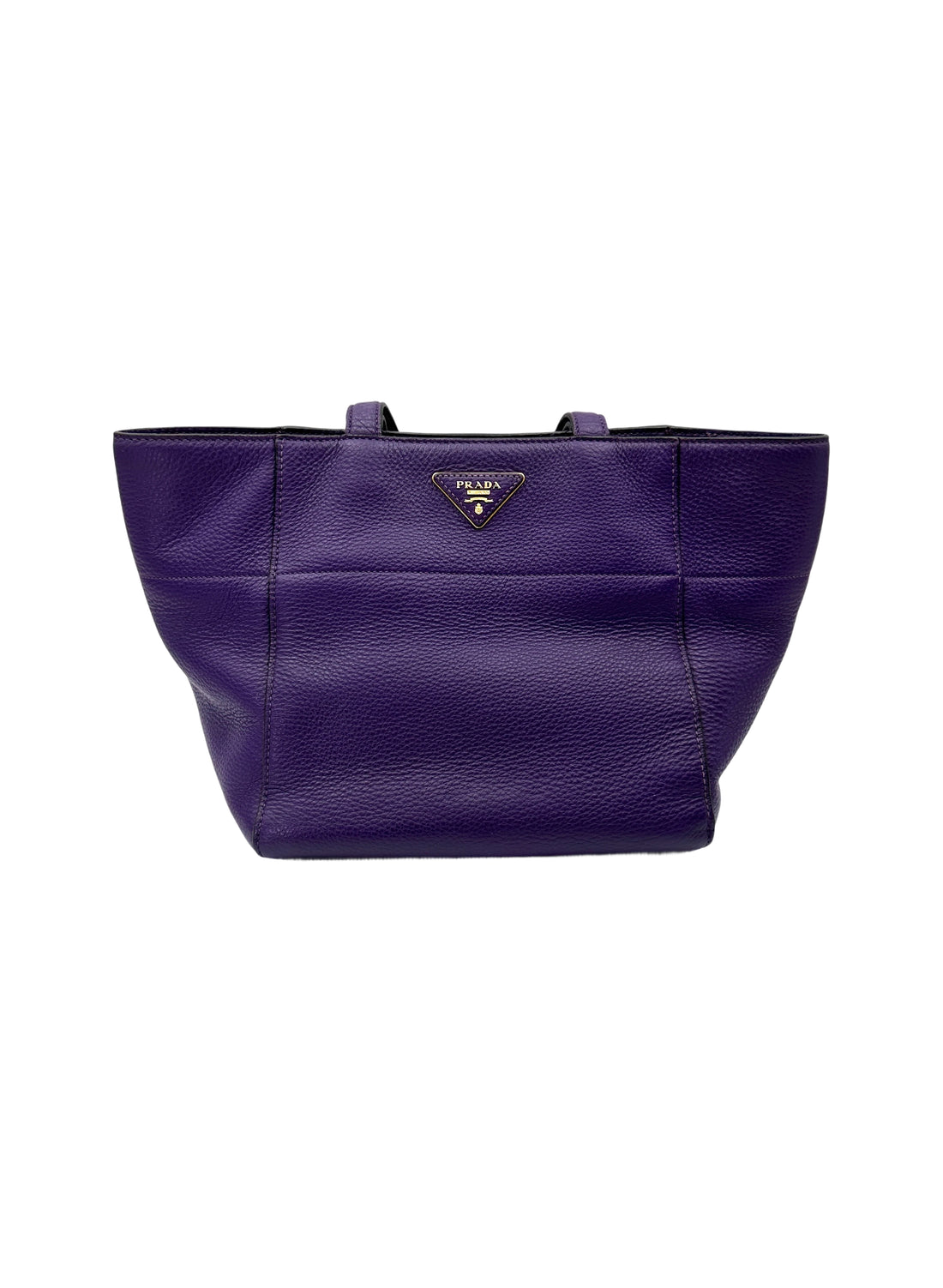 Prada Purple Leather Triangle Logo Shopping Tote Bag PR428