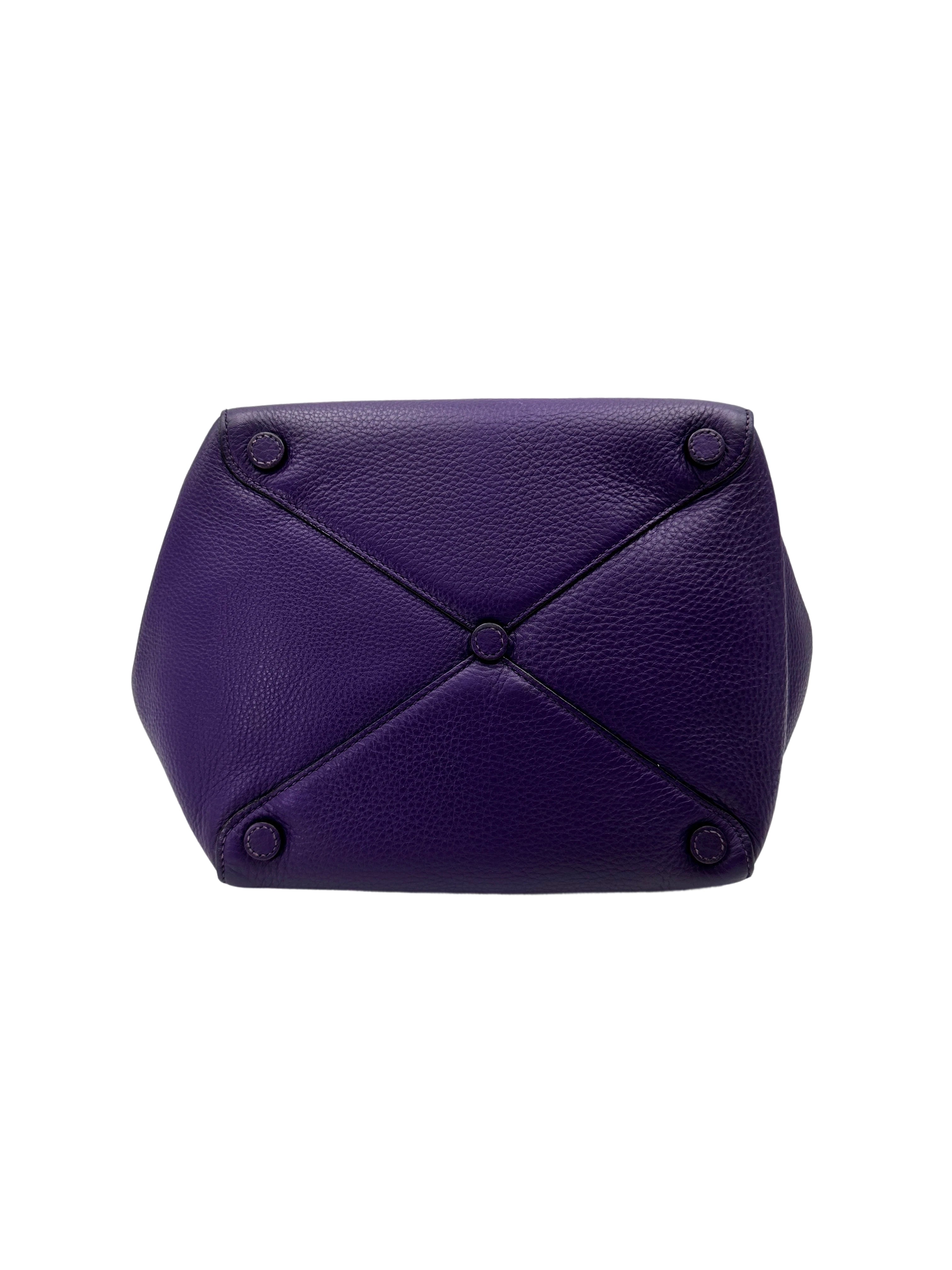 Prada Purple Leather Triangle Logo Shopping Tote Bag PR428
