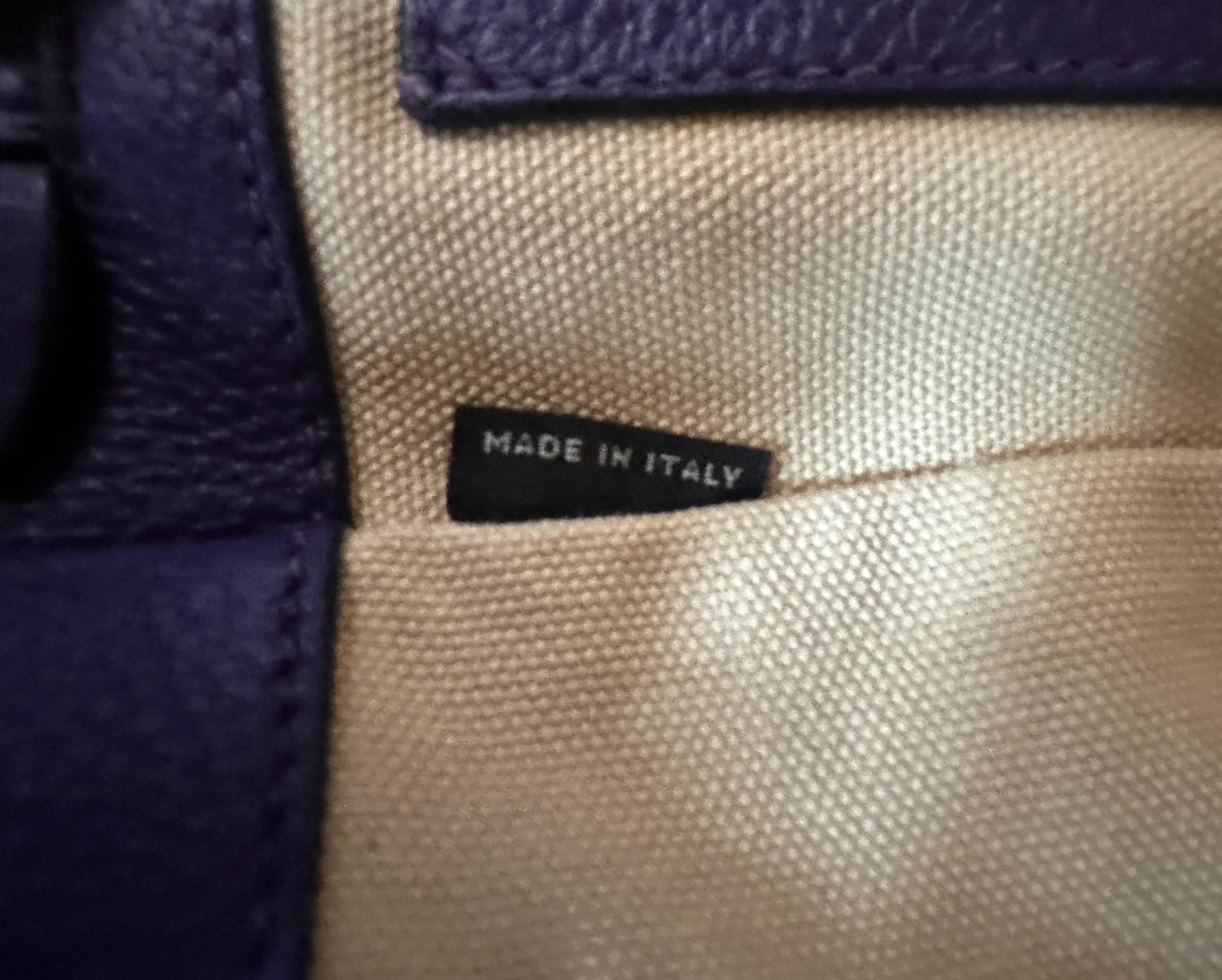 Prada Purple Leather Triangle Logo Shopping Tote Bag PR428