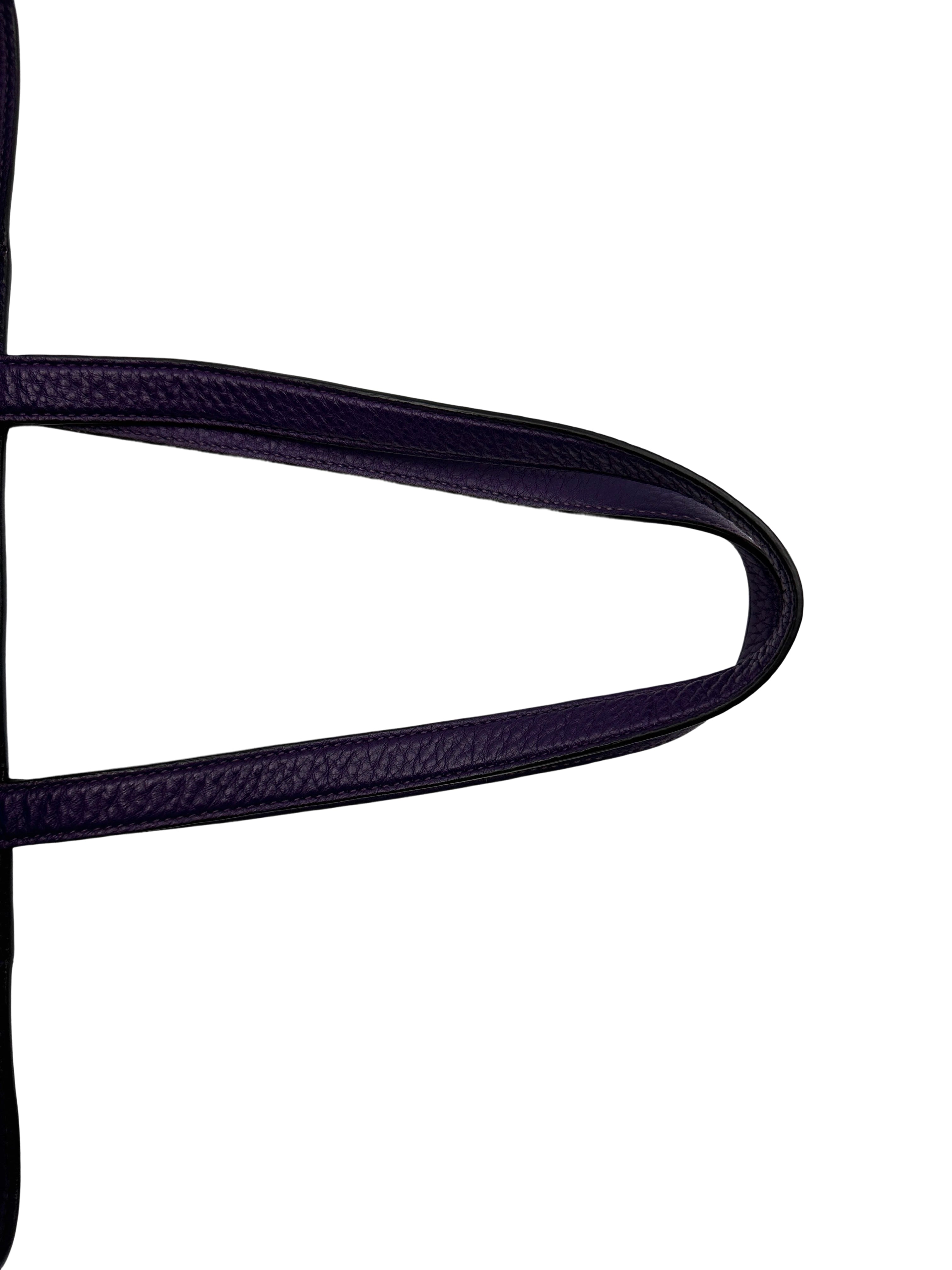 Prada Purple Leather Triangle Logo Shopping Tote Bag PR428