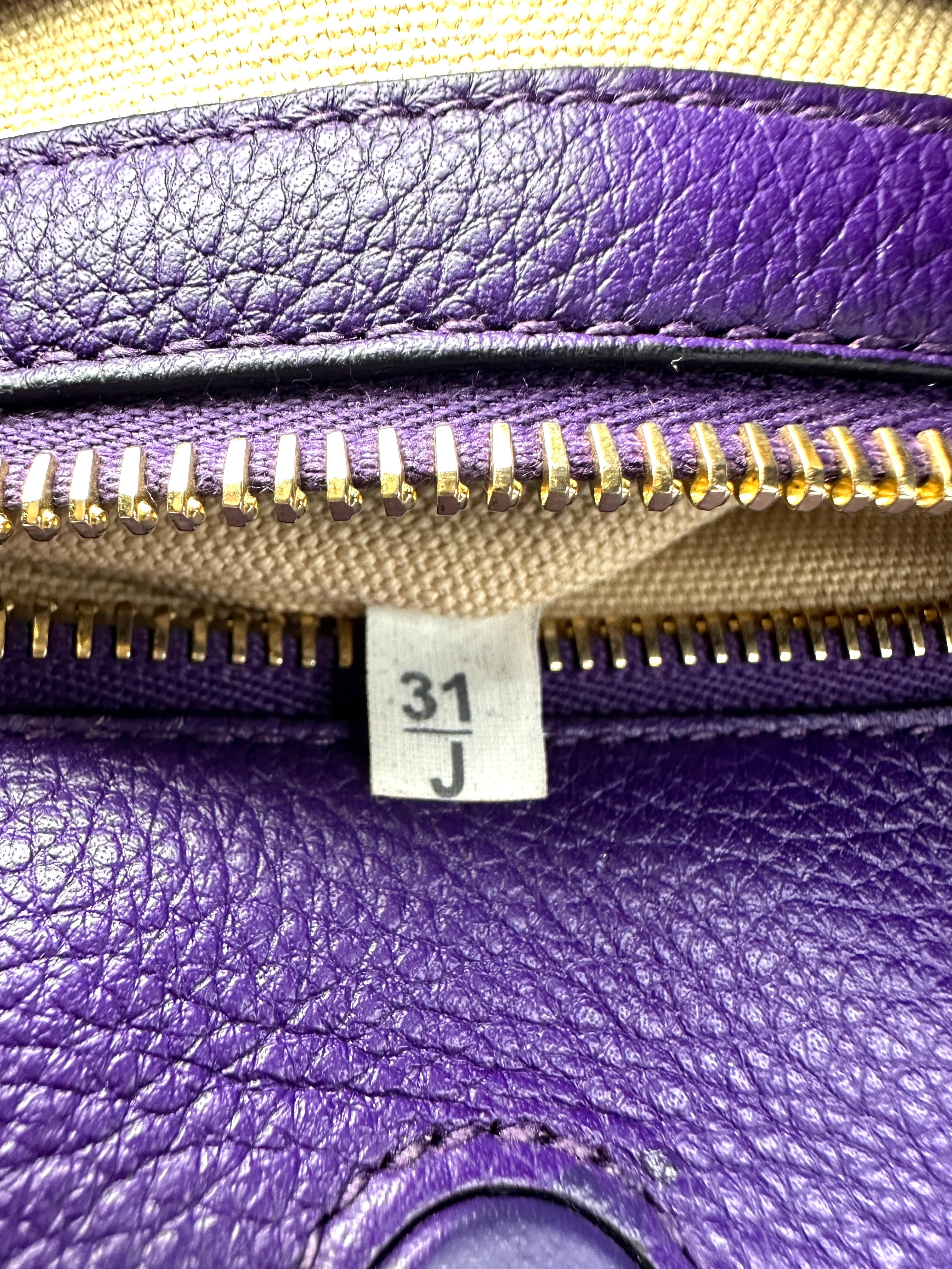 Prada Purple Leather Triangle Logo Shopping Tote Bag PR428
