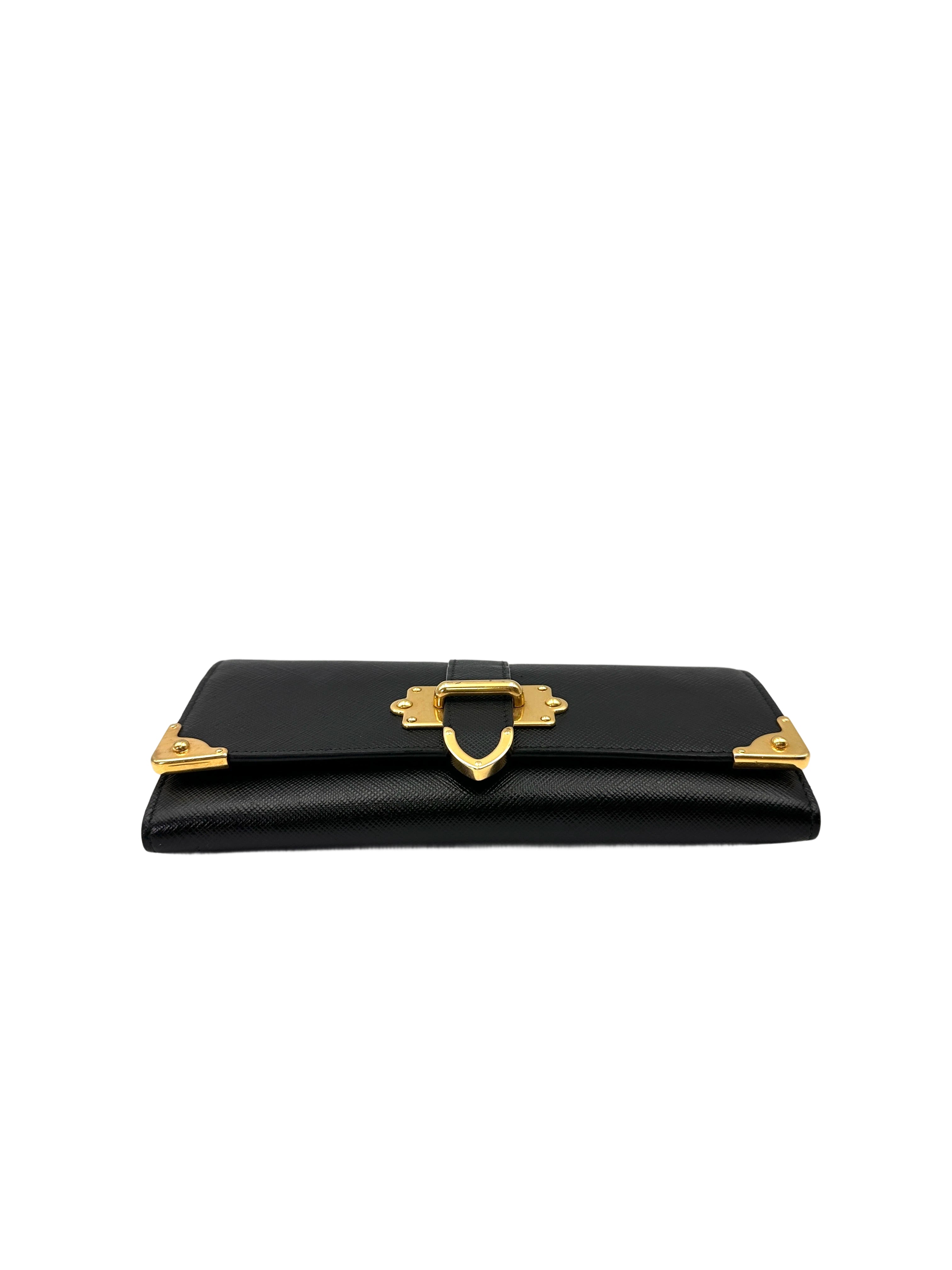 Prada Cahier Black Leather Long Wallet PR425