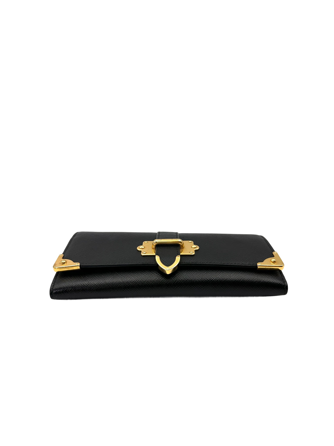 Prada Cahier Black Leather Long Wallet PR425