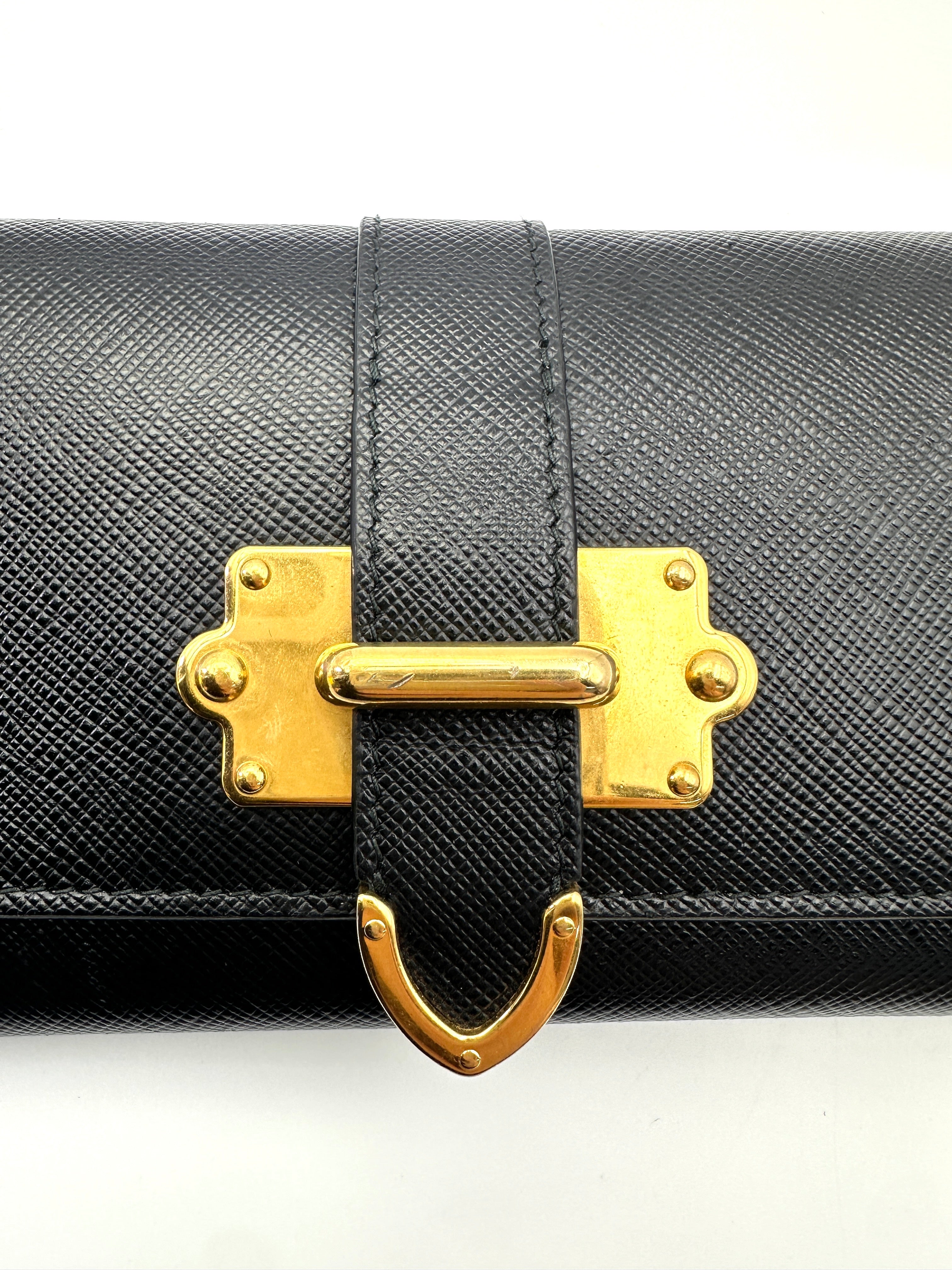 Prada Cahier Black Leather Long Wallet PR425