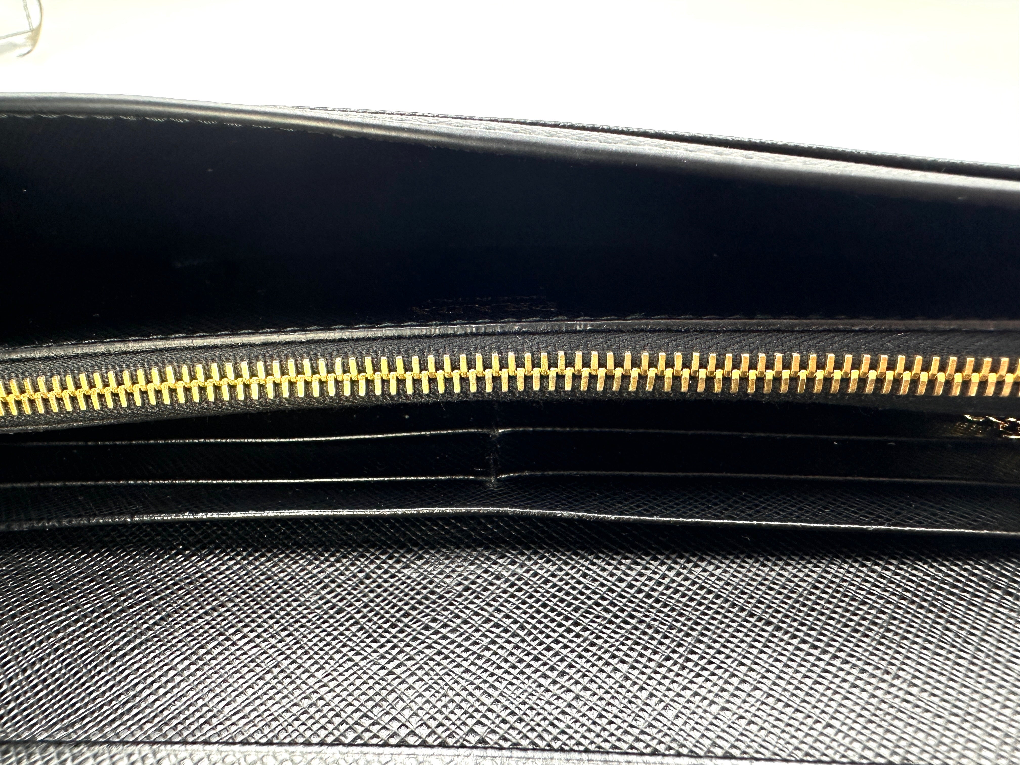 Prada Cahier Black Leather Long Wallet PR425