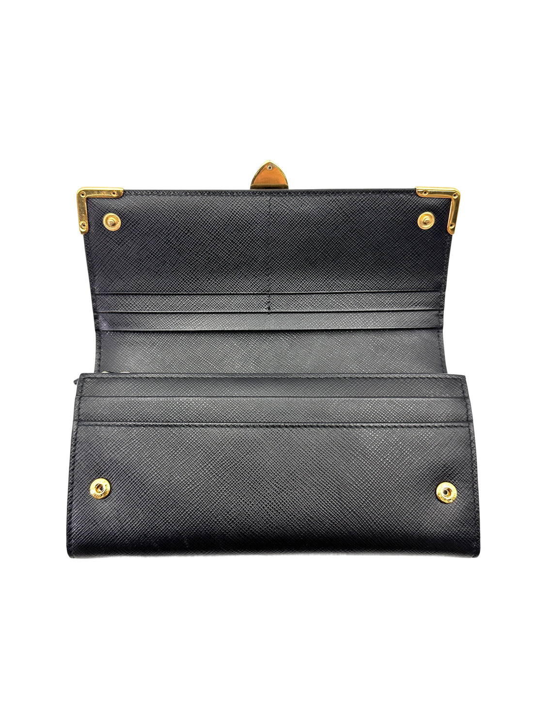 Prada Cahier Black Leather Long Wallet PR425