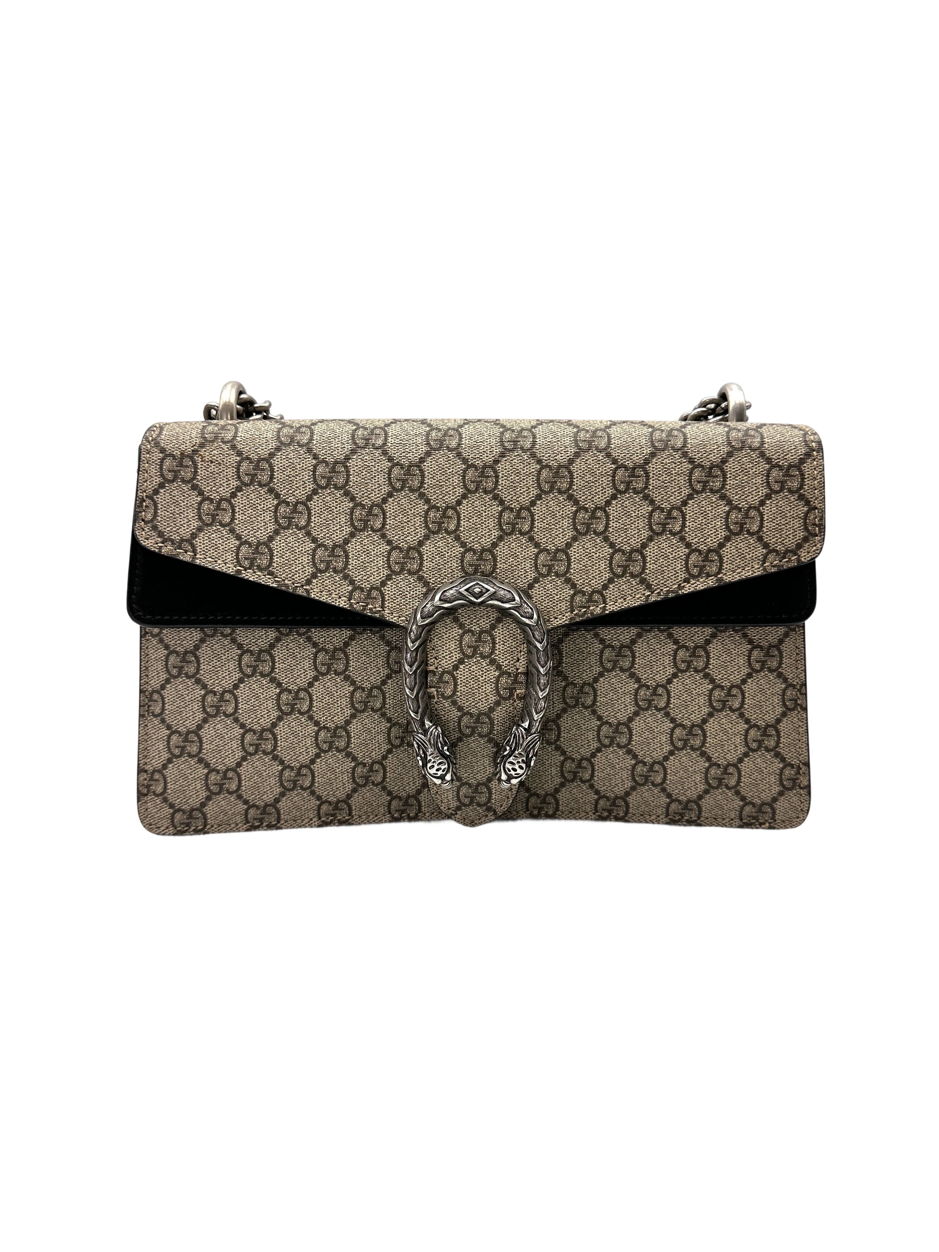 Gucci Dionysus GG Supreme Canvas Shoulder Bag With Black Trim GG1177