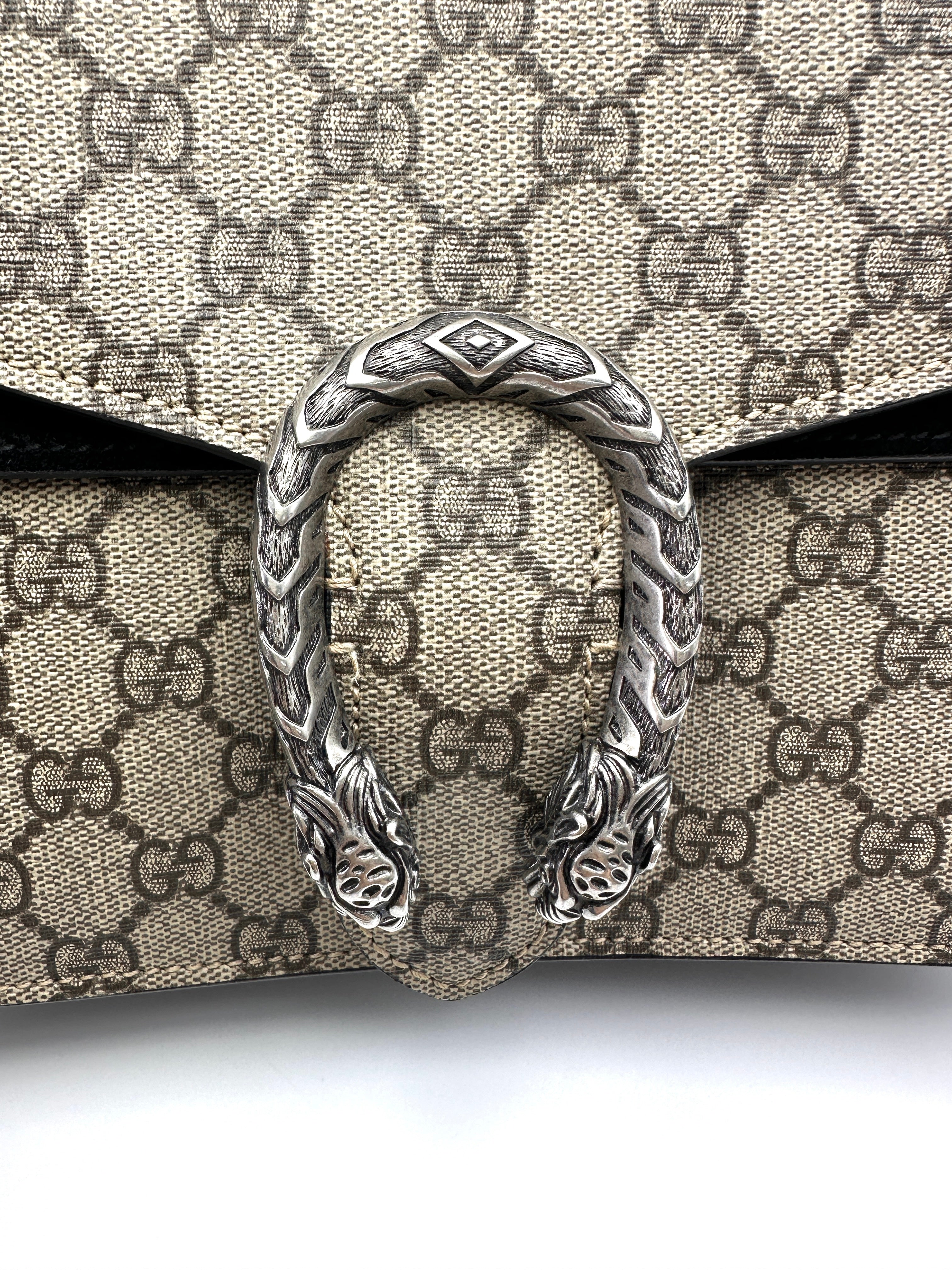 Gucci Dionysus GG Supreme Canvas Shoulder Bag With Black Trim GG1177
