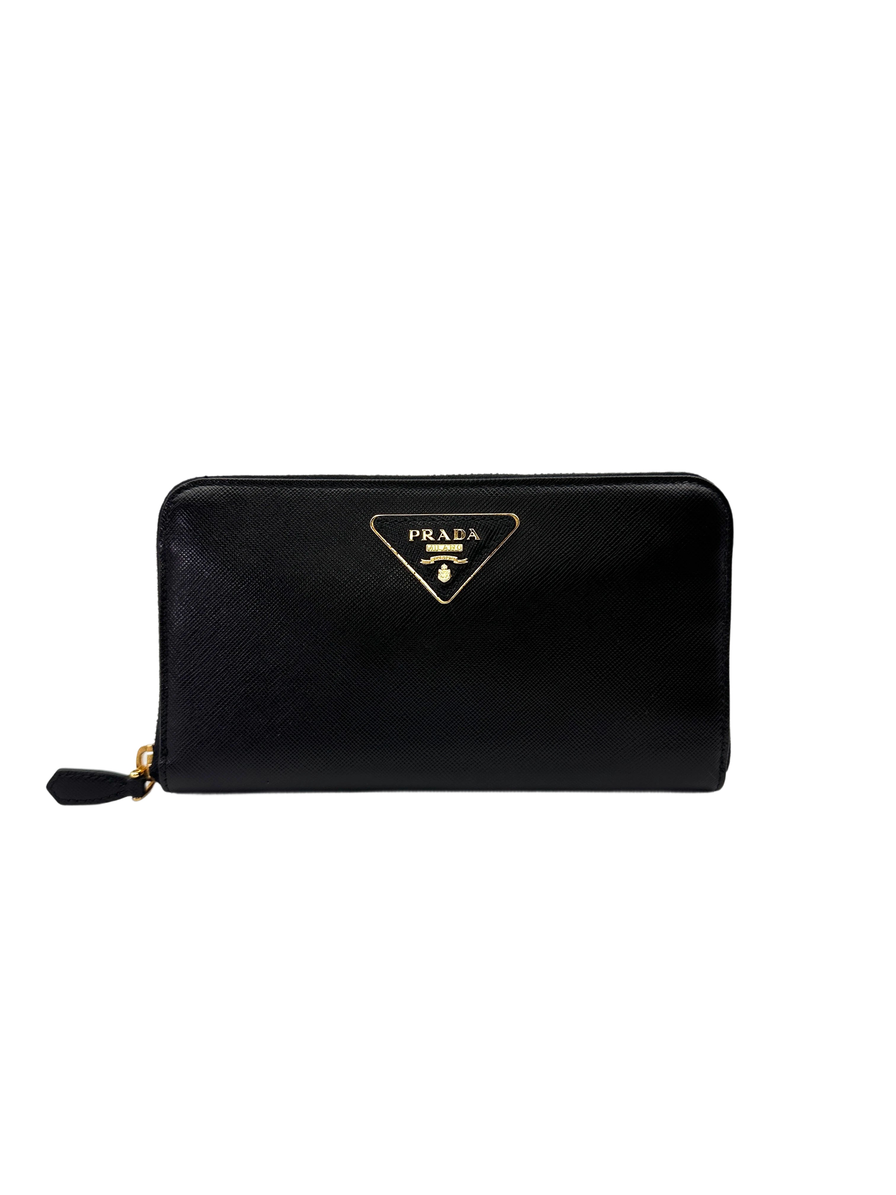 Prada Black Leather Long Wallet PR431