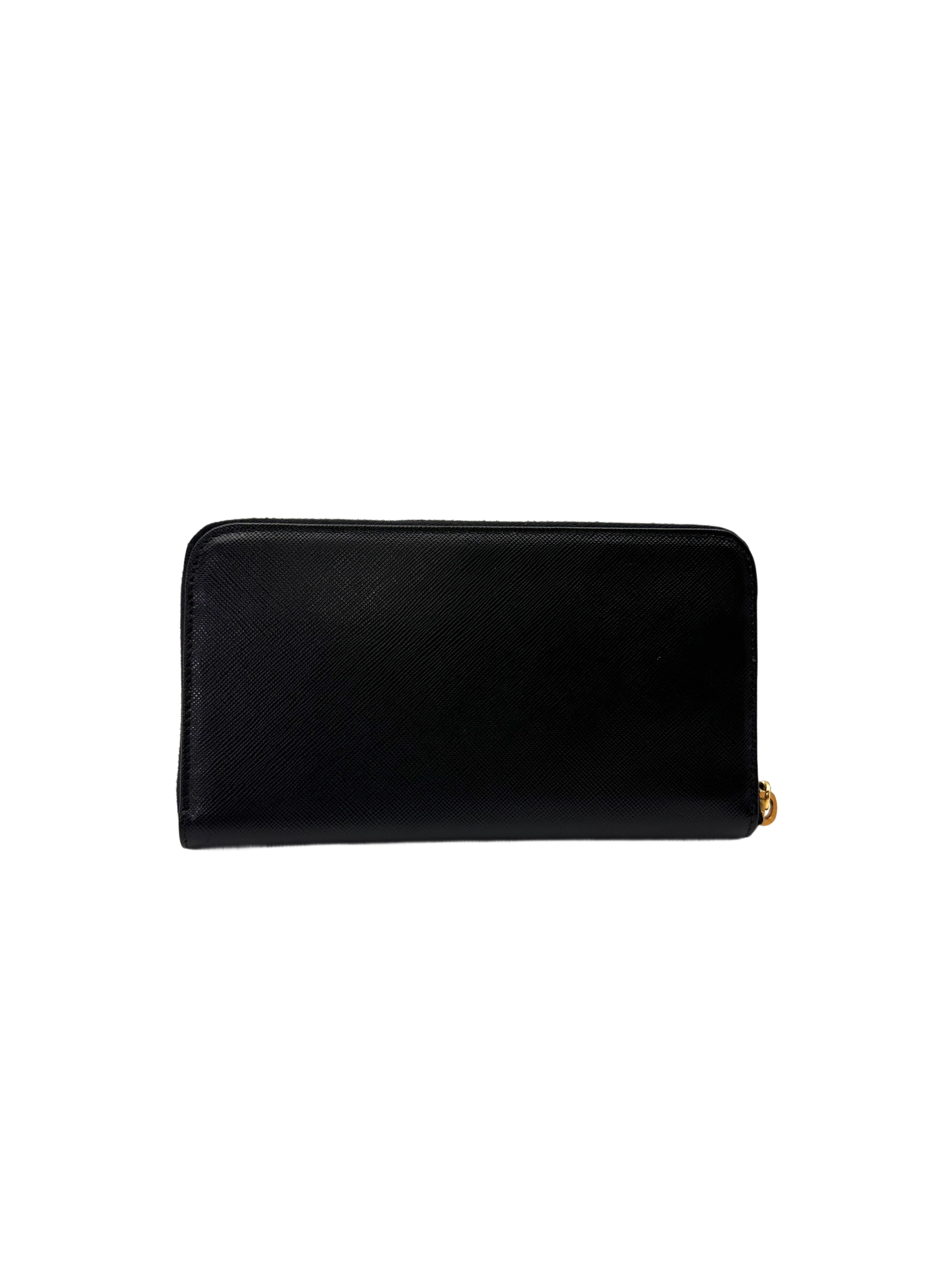 Prada Black Leather Long Wallet PR431