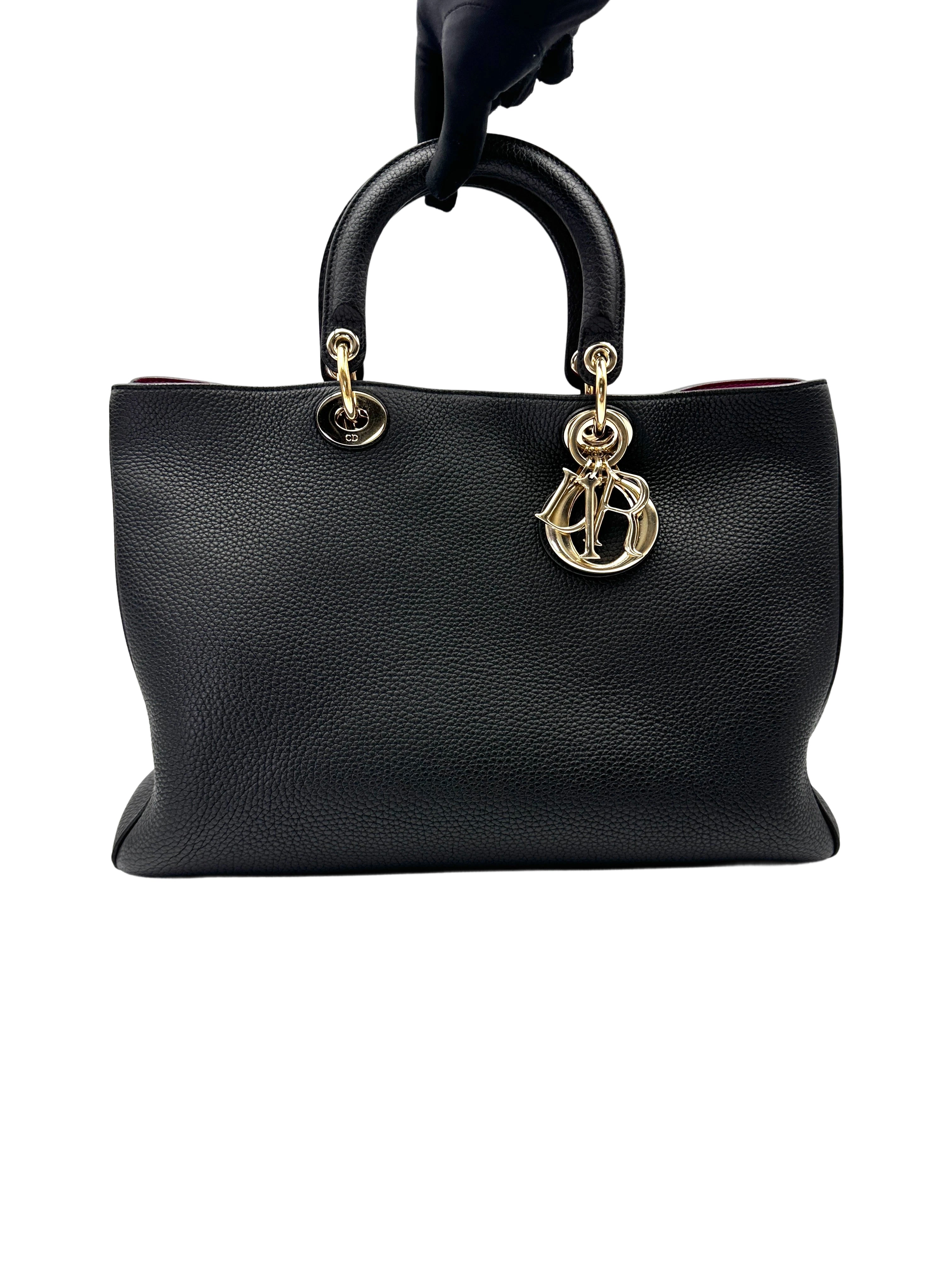 Christian Dior Diorissimo Black Leather Top Handle Bag DR768