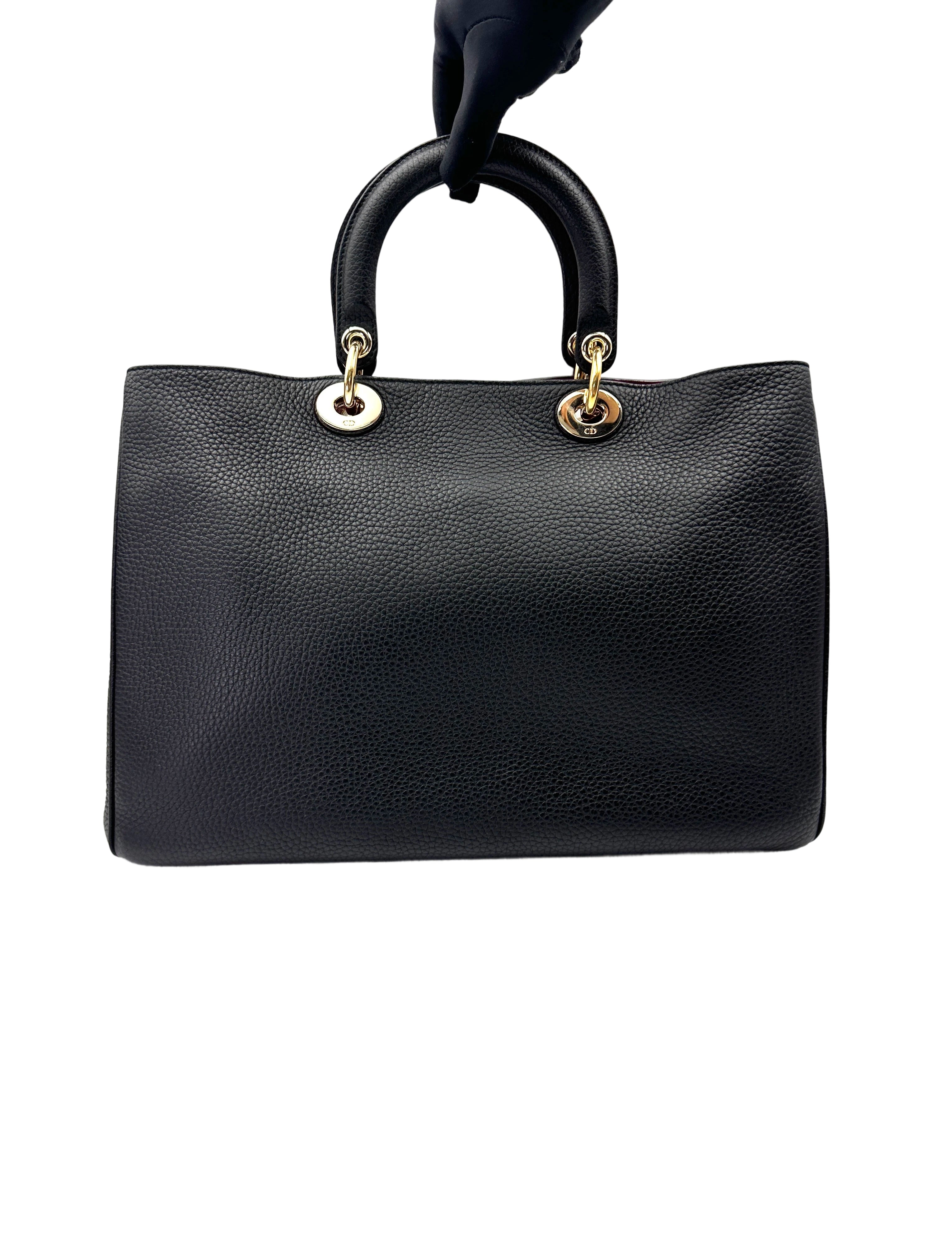 Christian Dior Diorissimo Black Leather Top Handle Bag DR768