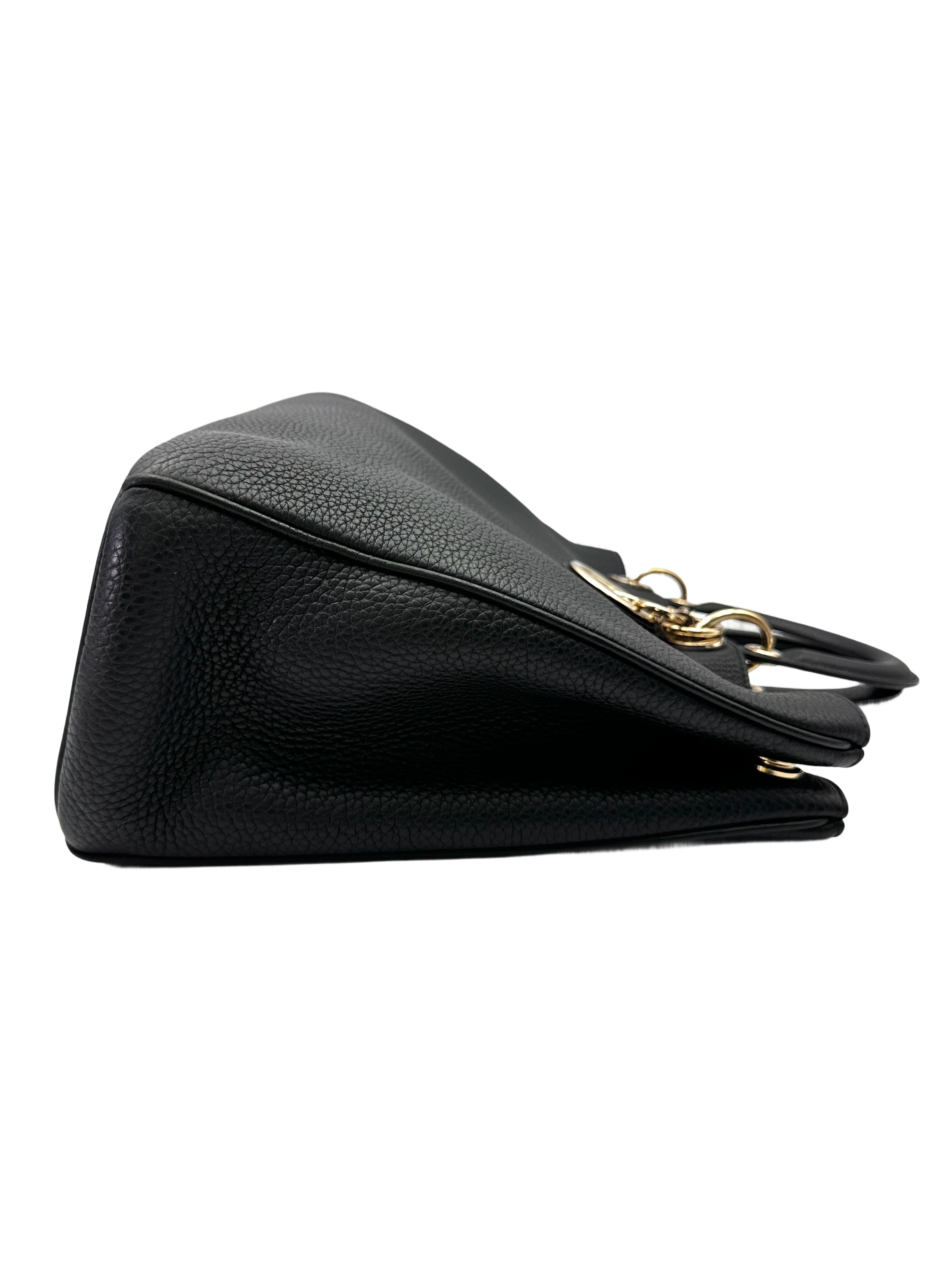 Christian Dior Diorissimo Black Leather Top Handle Bag DR768
