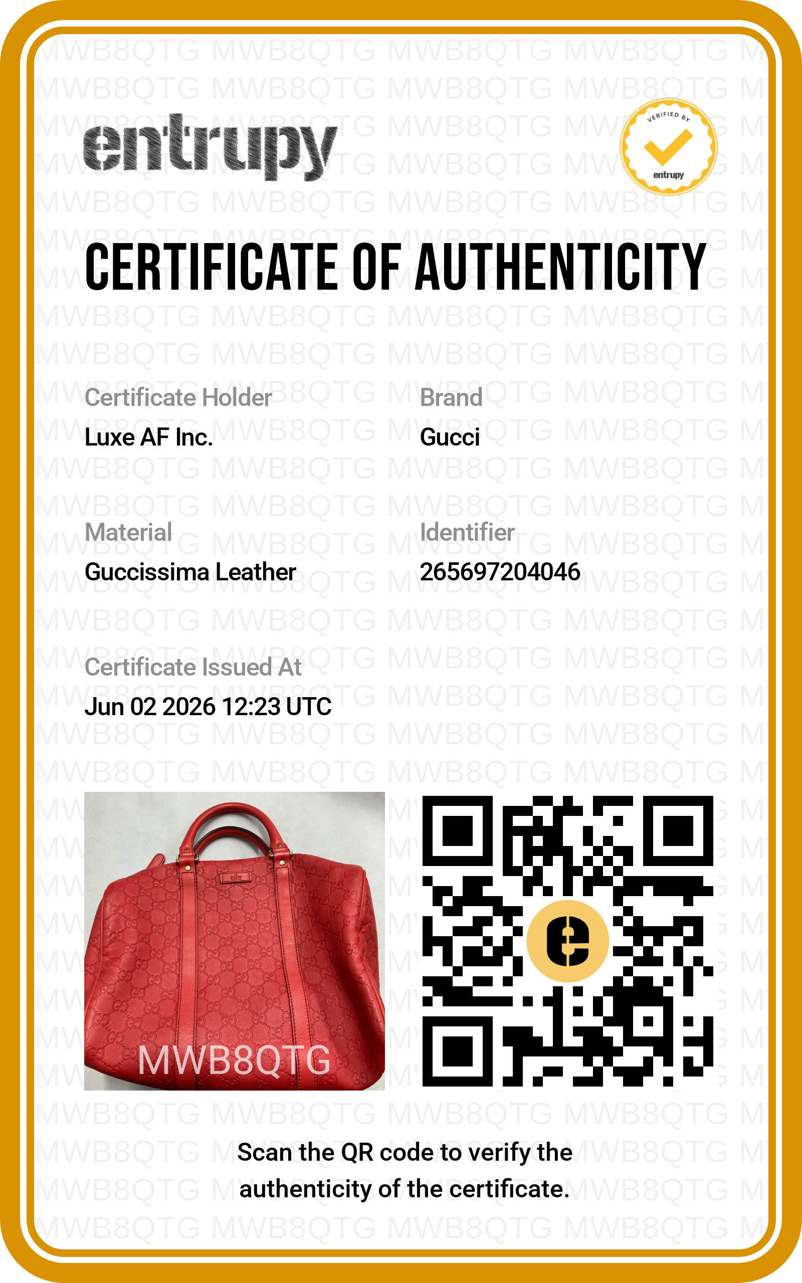 Gucci Red Guccissima Leather Boston Bag GG1176