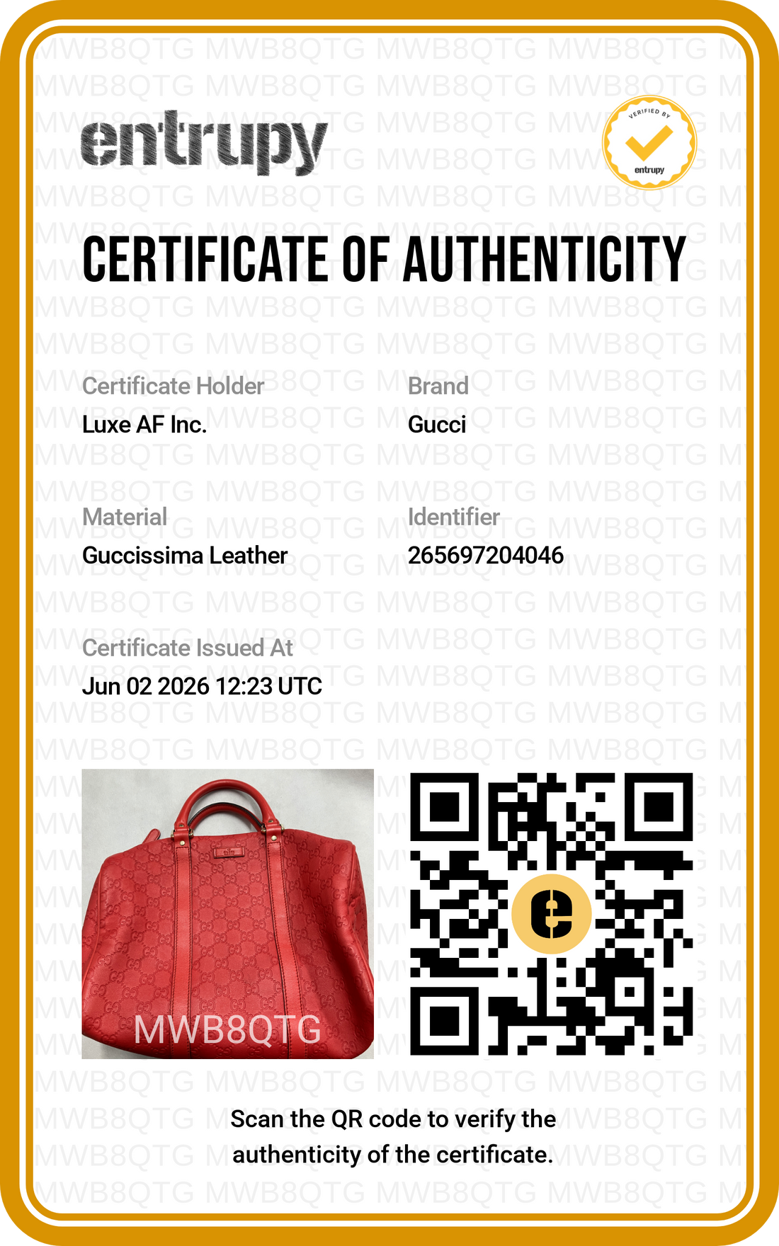 Gucci Red Guccissima Leather Boston Bag GG1176