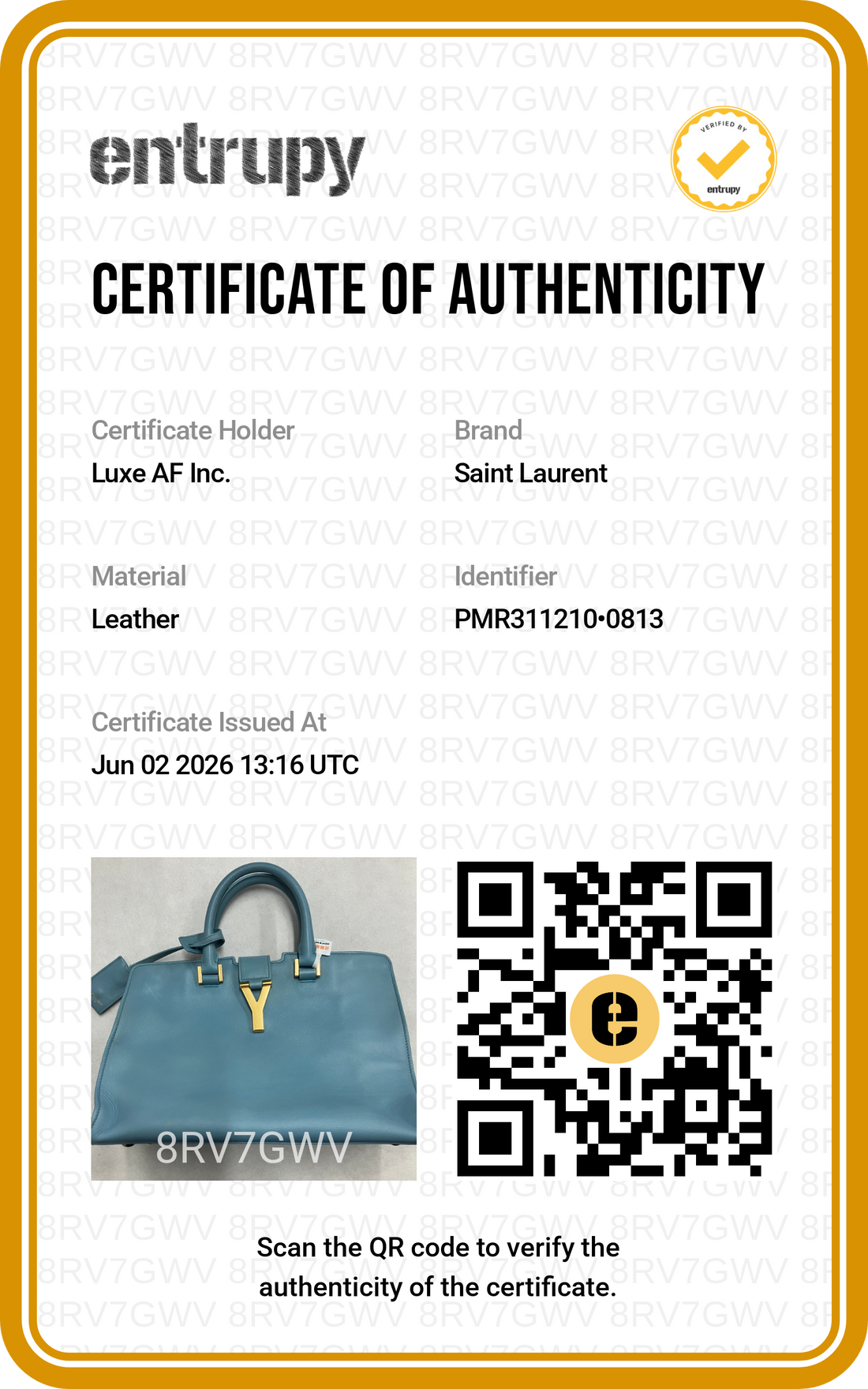 Saint Laurent Chyc Cabas Blue Leather Handle Bag SL248