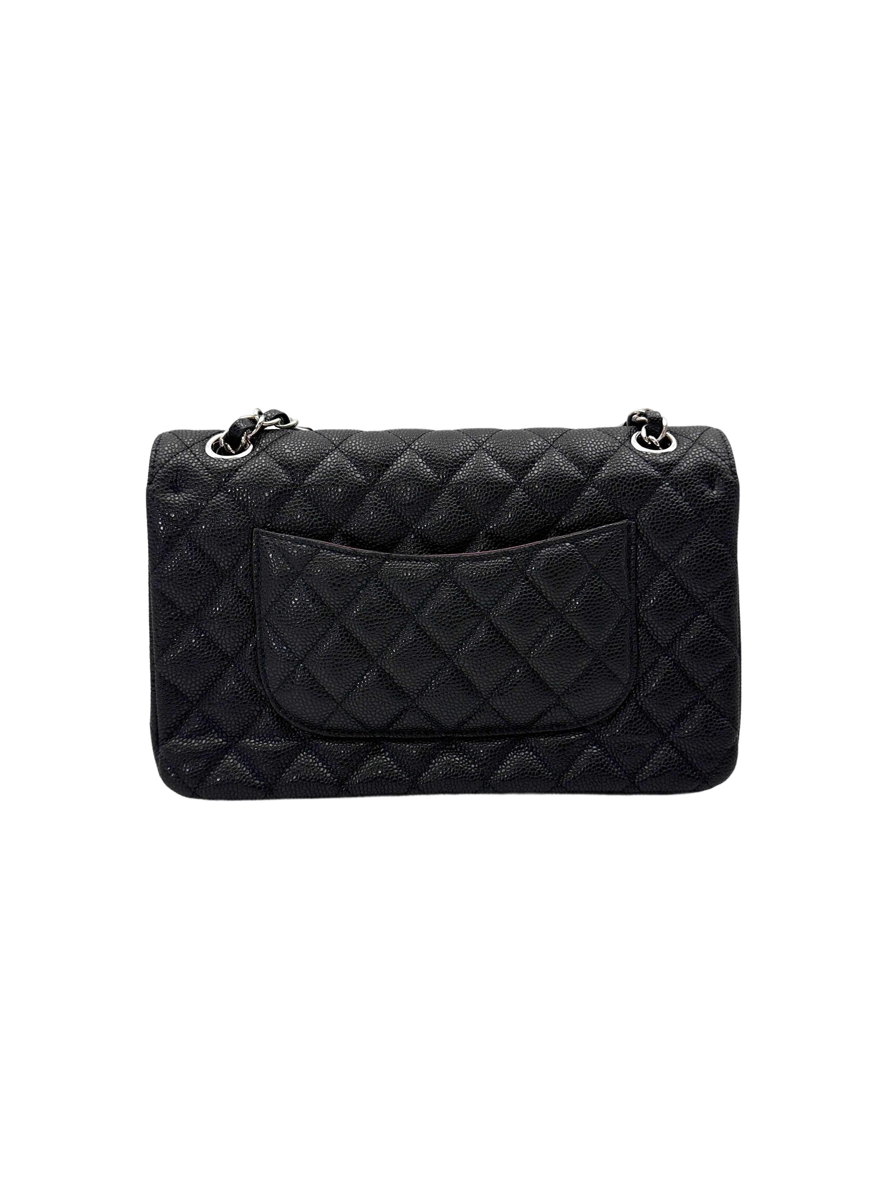 Chanel Classic Flap Black Quilted Leather Medium Size Flap Bag With Silver Buckle(16***37) CC2083