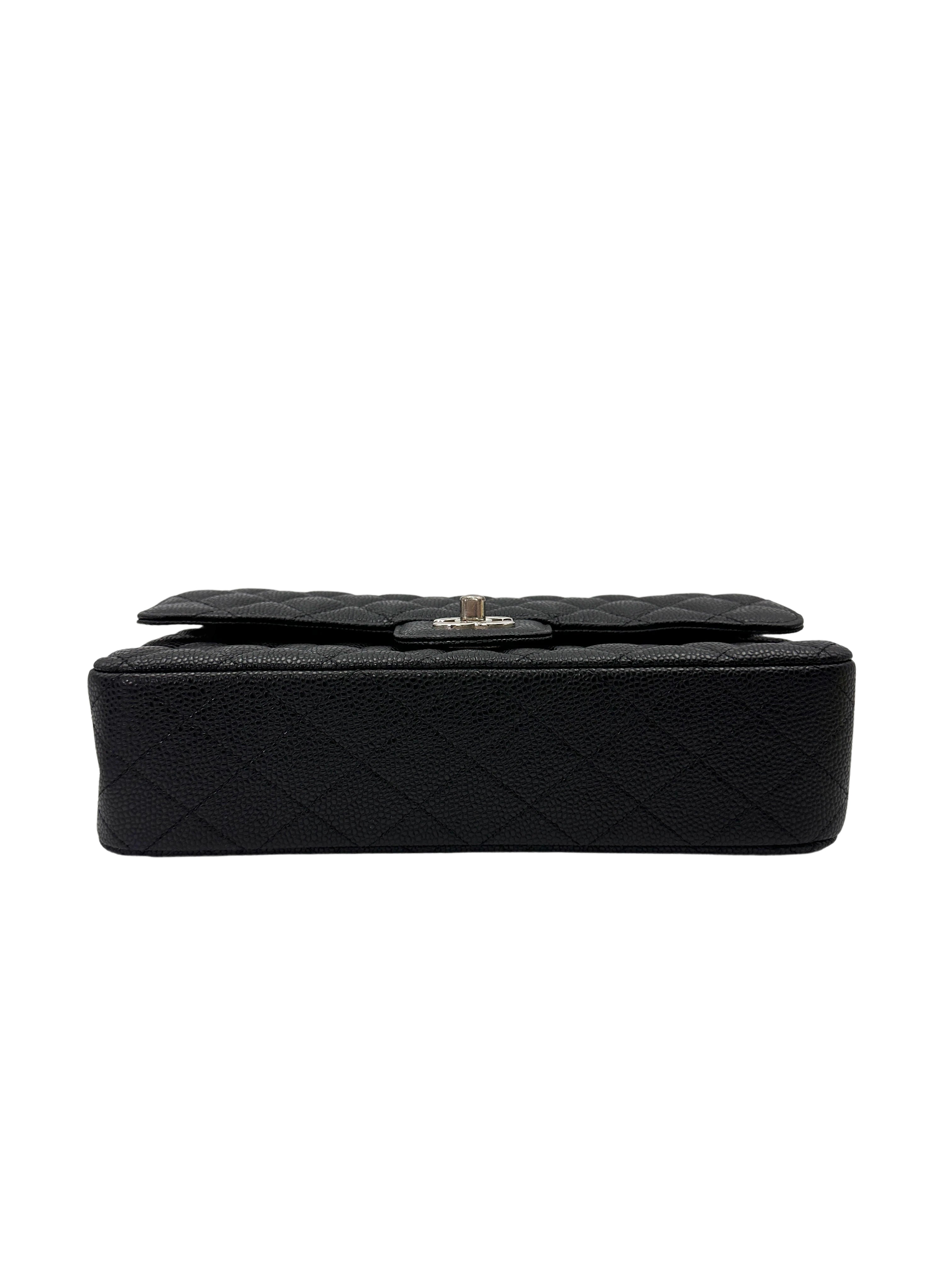 Chanel Classic Flap Black Quilted Leather Medium Size Flap Bag With Silver Buckle(16***37) CC2083