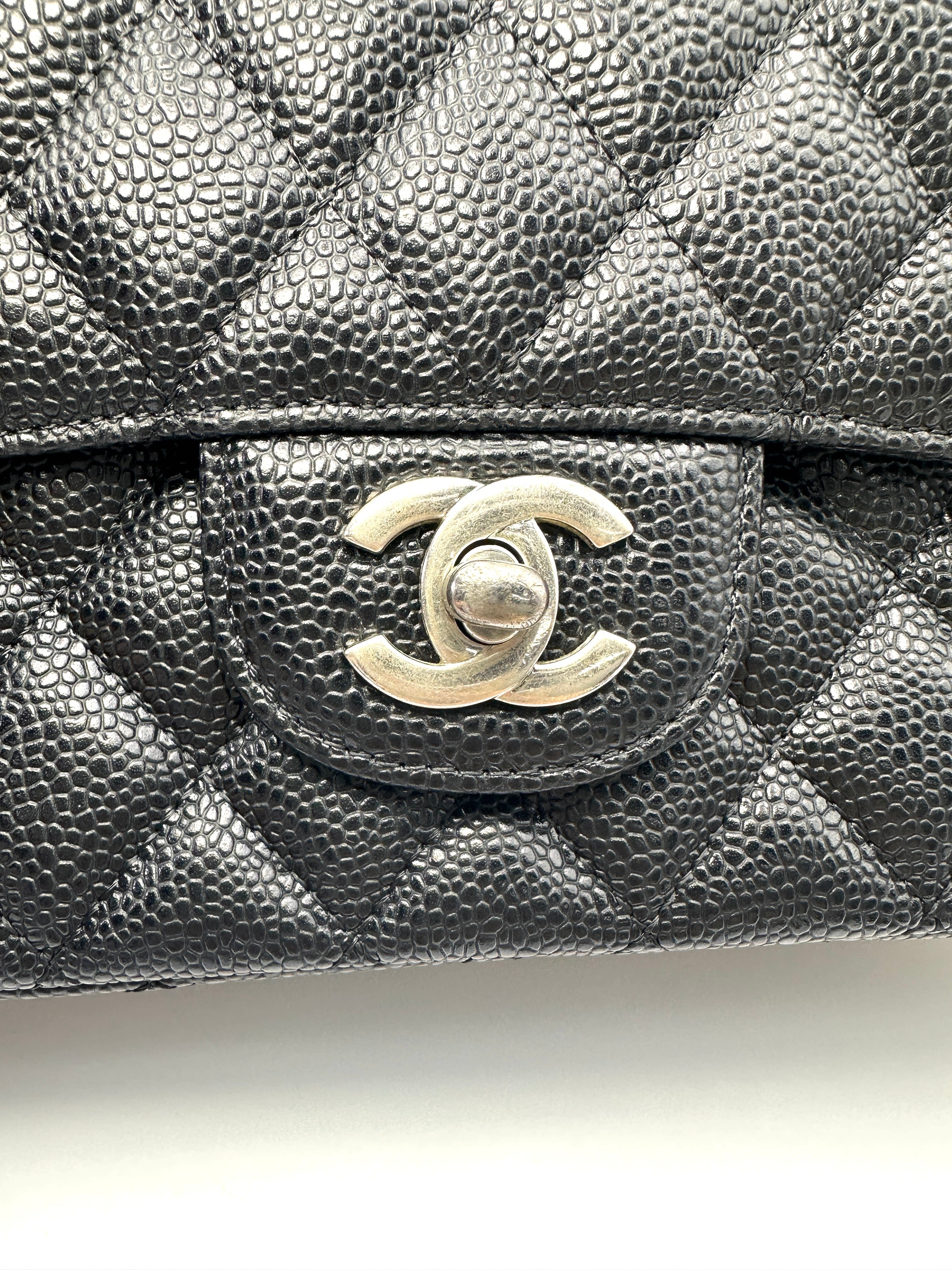 Chanel Classic Flap Black Quilted Leather Medium Size Flap Bag With Silver Buckle(16***37) CC2083