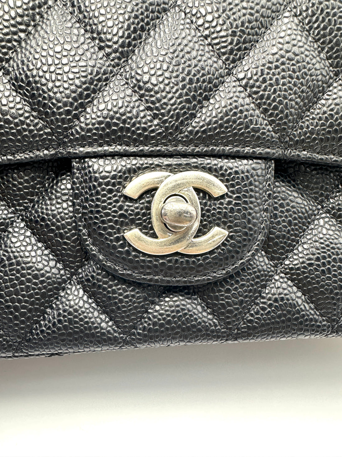 Chanel Classic Flap Black Quilted Leather Medium Size Flap Bag With Silver Buckle(16***37) CC2083